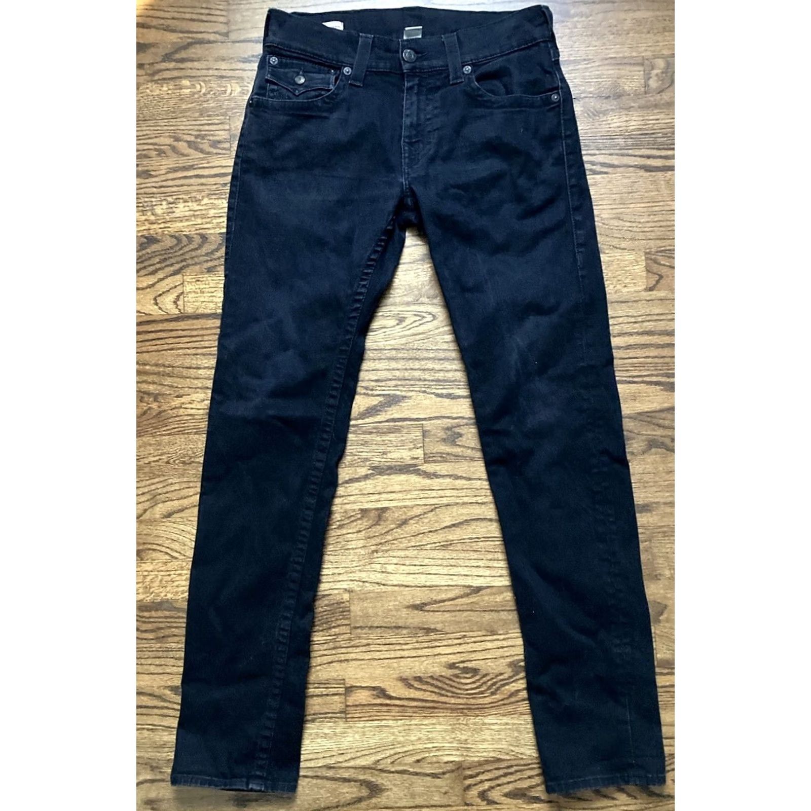 True Religion VINTAGE True Religion Jeans Mens Sz 31x33 Rocco Relaxed Skinny Flap Black Denim Stretch Size US 31 - 2 Thumbnail