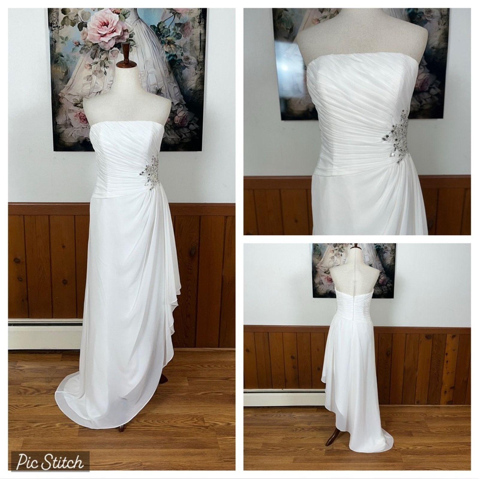 Other Elegant Ada James Chiffon High Low Wedding Gown! Size M / US 6-8 / IT 42-44 - 1 Thumbnail