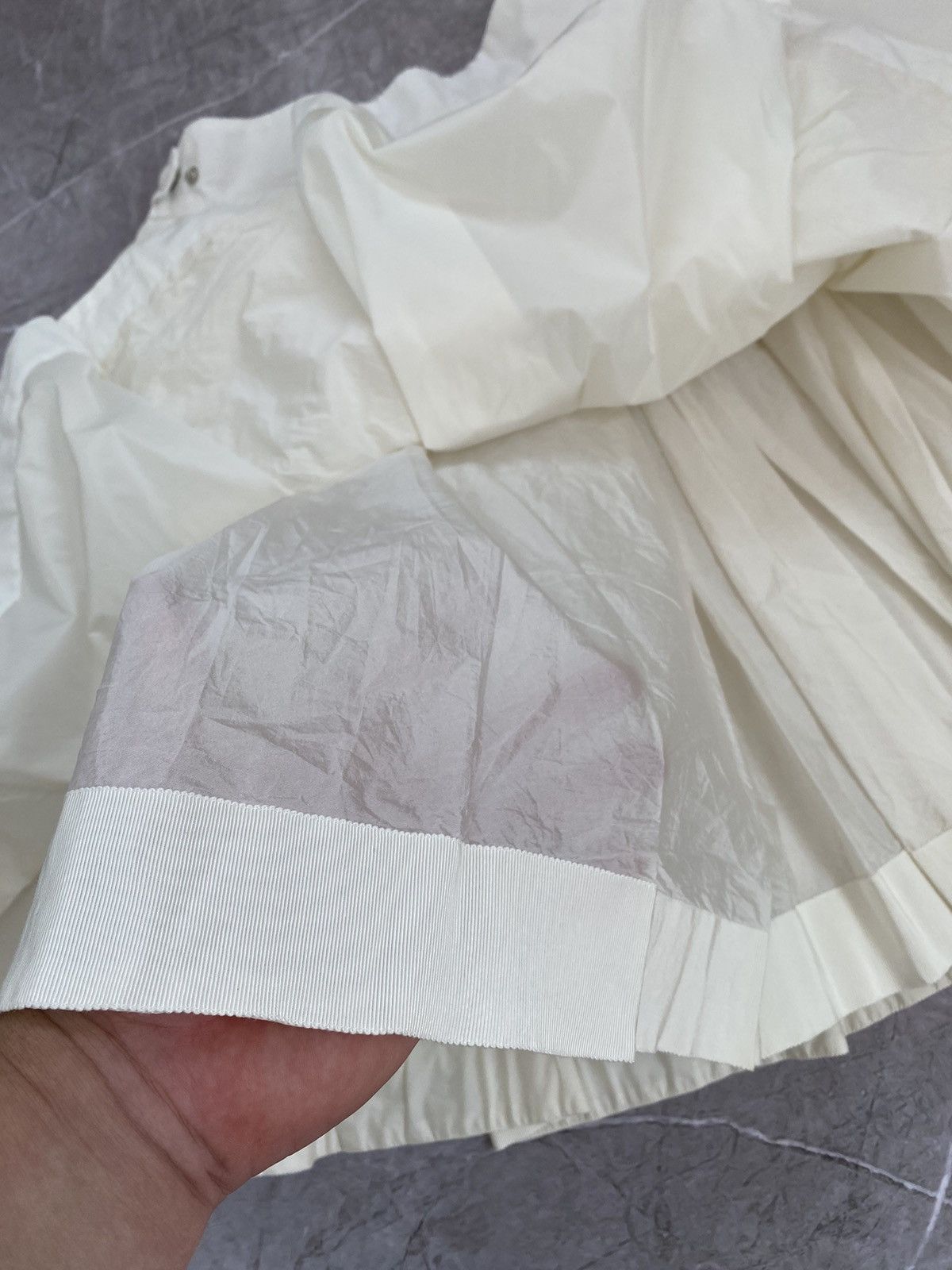 Moncler Nylon Chiffon Layered Ruffled Midi Skirt White