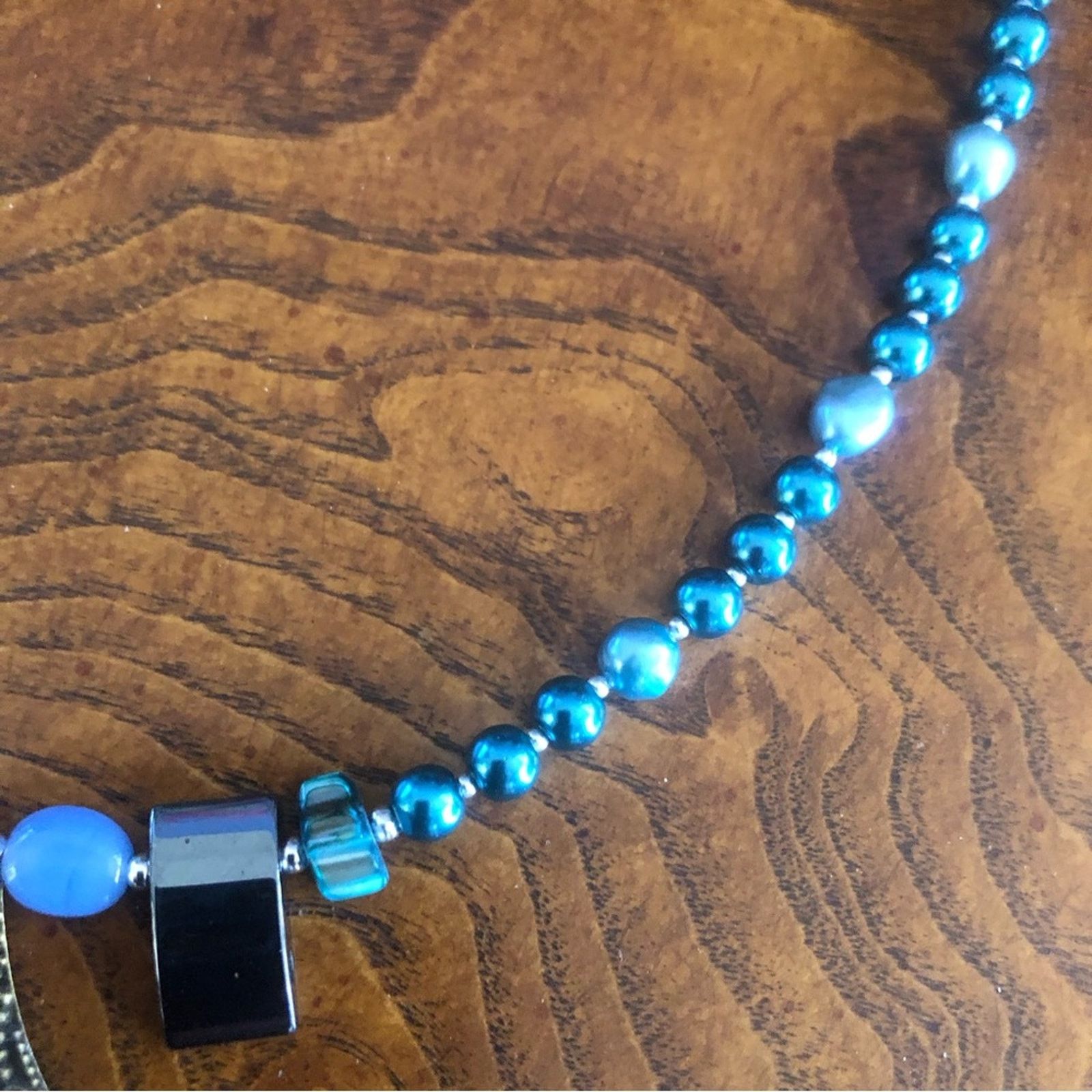 Handmade Handcrafted repurpose peacock freshwater Pearl necklace Size ONE SIZE - 10 Thumbnail