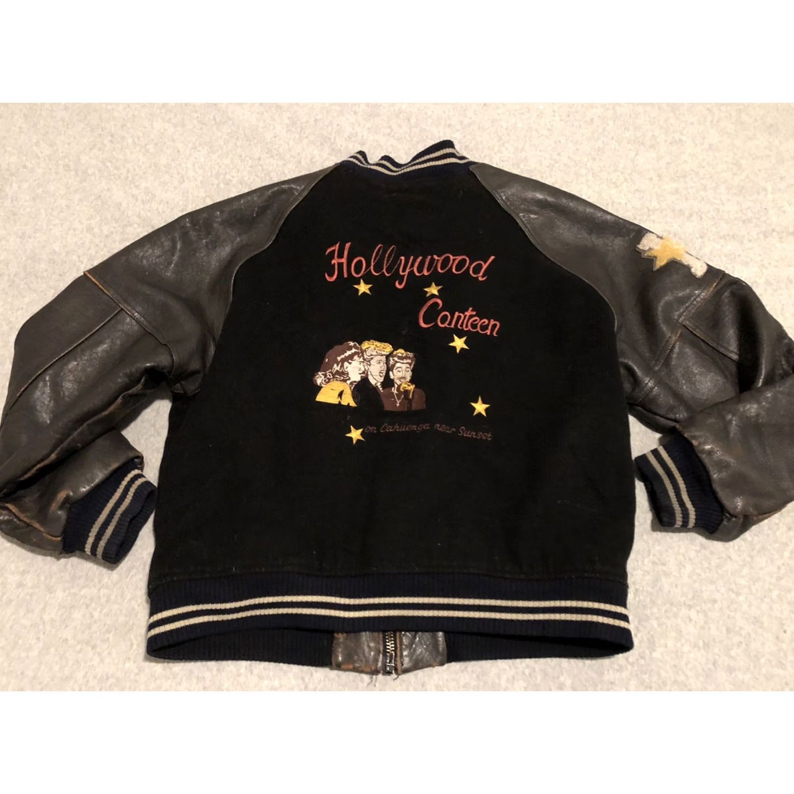Avirex VINTAGE Avirex Jacket Mens Medium Black Wool Leather 1980s Pilot's USA Navy Embroidered Varsity 90s Canteen Size US M / EU 48-50 / 2 - 2 Thumbnail