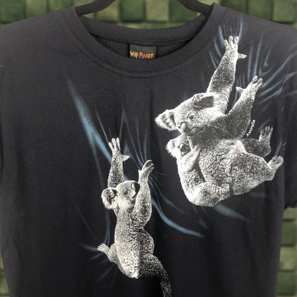 Vintage Wild Planet Top Womens Small Black White Koala Australia Nature Art To Wear NEW Size S / US 4 / IT 40 - 1 Thumbnail