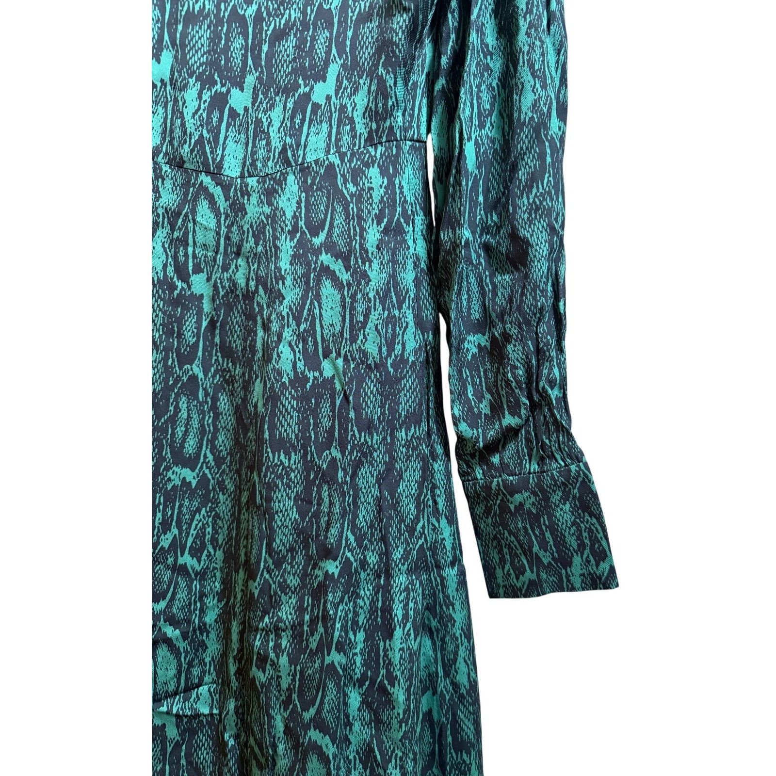 Reiss Greta Snake Skin Print Maxi Dress - Teal Size 8 - NWT