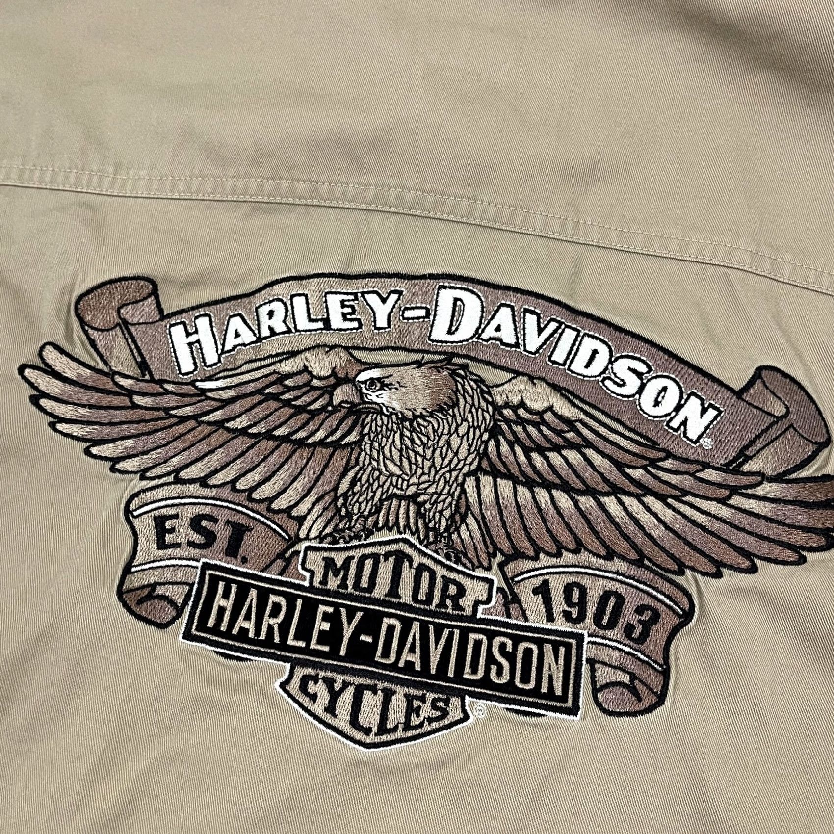 Harley Davidson VINTAGE Harley-Davidson Shirt Mens XL Brown Embroidered Motorcycle Biker Button Up Y2K Size US XL / EU 56 / 4 - 2 Thumbnail