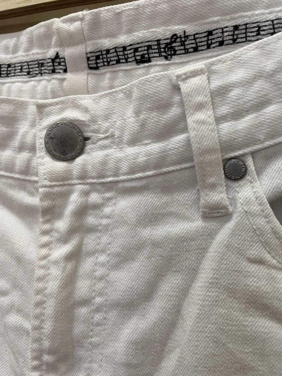 Number (N)ine Number Nine x Loveless Guild Prime White Distressed Jeans Size US 33 - 12 Thumbnail