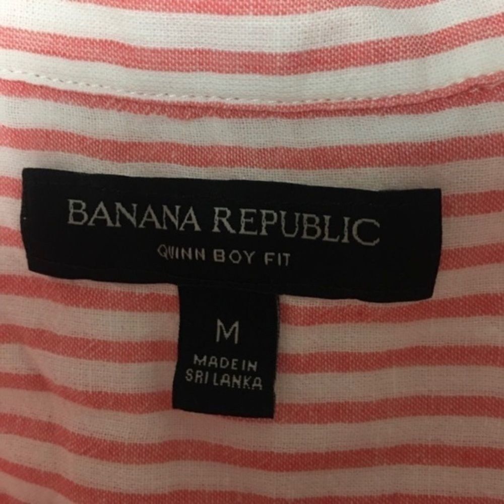 Banana Republic Banana Republic Pink White Striped Button Down Shirt Women’s Size M / US 6-8 / IT 42-44 - 3 Thumbnail