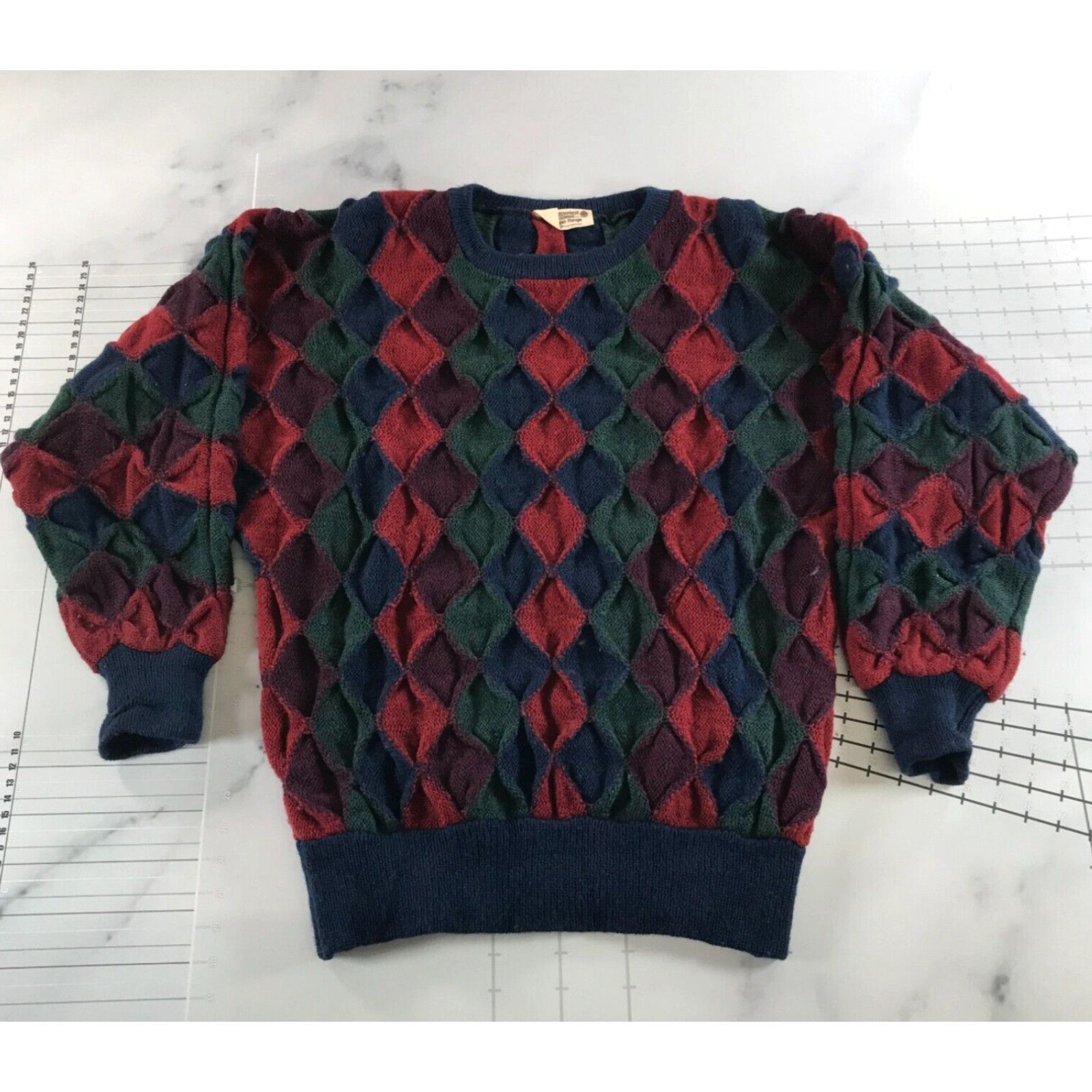 image of Vintage Westmoreland Knitwear Sweater Mens Extra Large Blue Green Red Purple in White (Size XL)