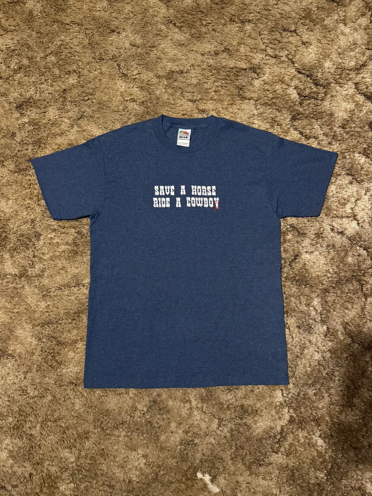 Vintage Save A Horse Ride A Cowboy T-Shirt Tee Blue Medium Size US M / EU 48-50 / 2 - 1 Thumbnail