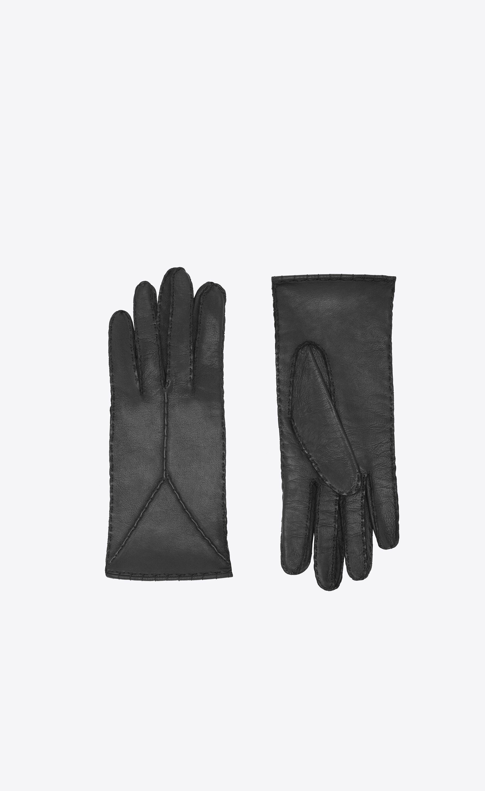 Saint Laurent Paris short stitched gloves in lambskin Size ONE SIZE - 1 Preview