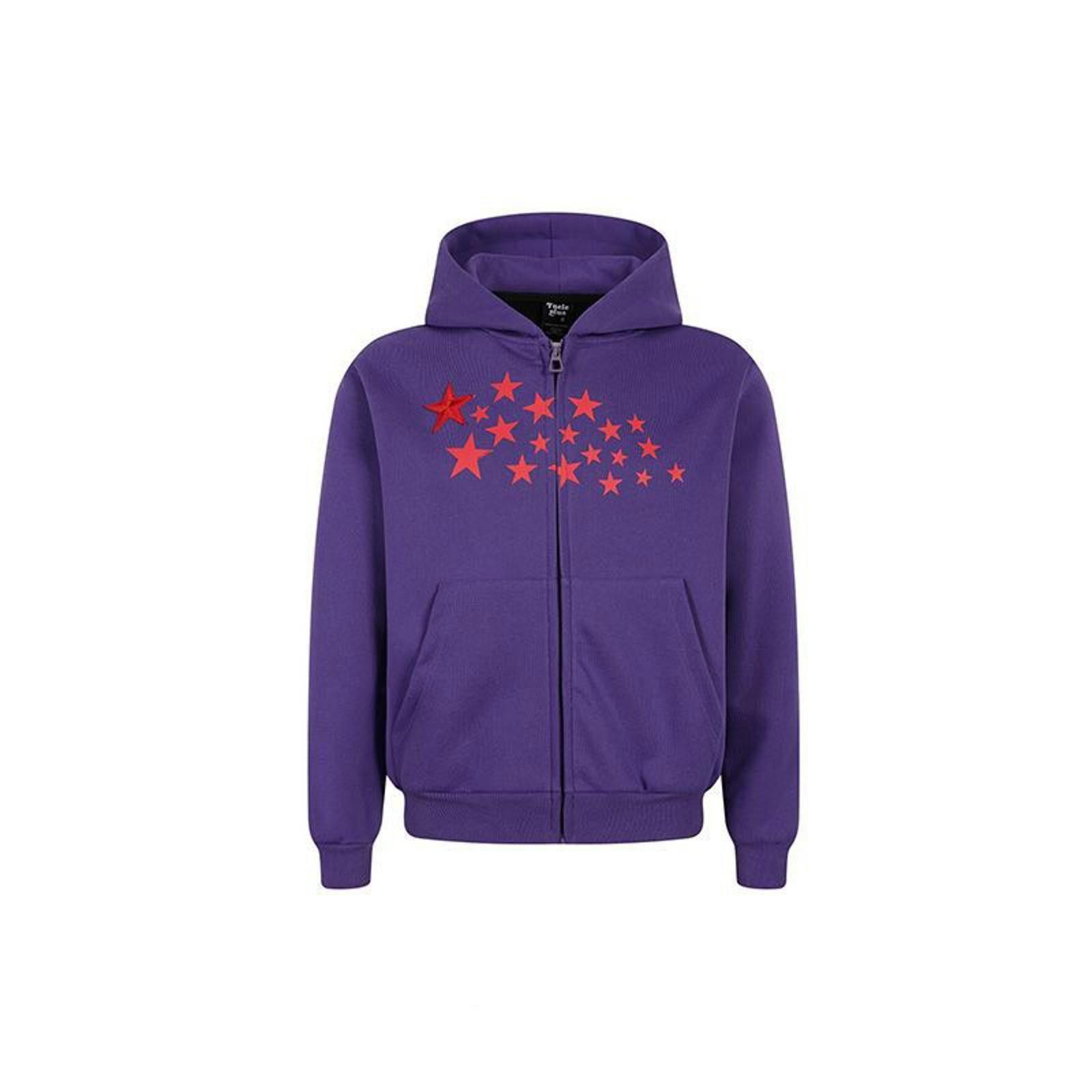 Other Purple Star Print Zip-Up Hoodie, Casual Streetwear Hoodie Size US M / EU 48-50 / 2 - 1 Thumbnail