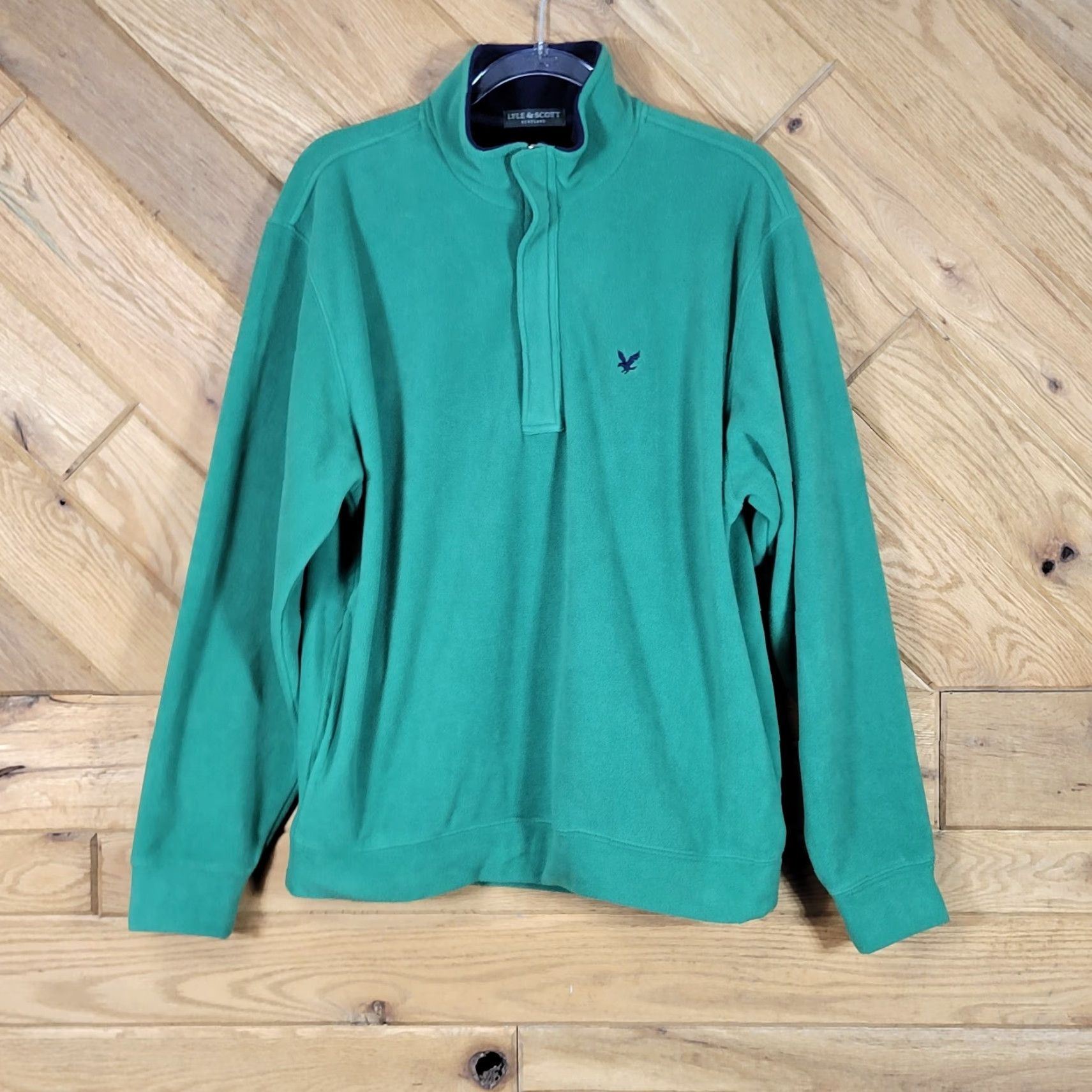 Lyle & Scott Lyle & Scott Mens Pullover Sweatshirt 1/4 Zip Long Sleeve Green M Size US M / EU 48-50 / 2 - 2 Thumbnail