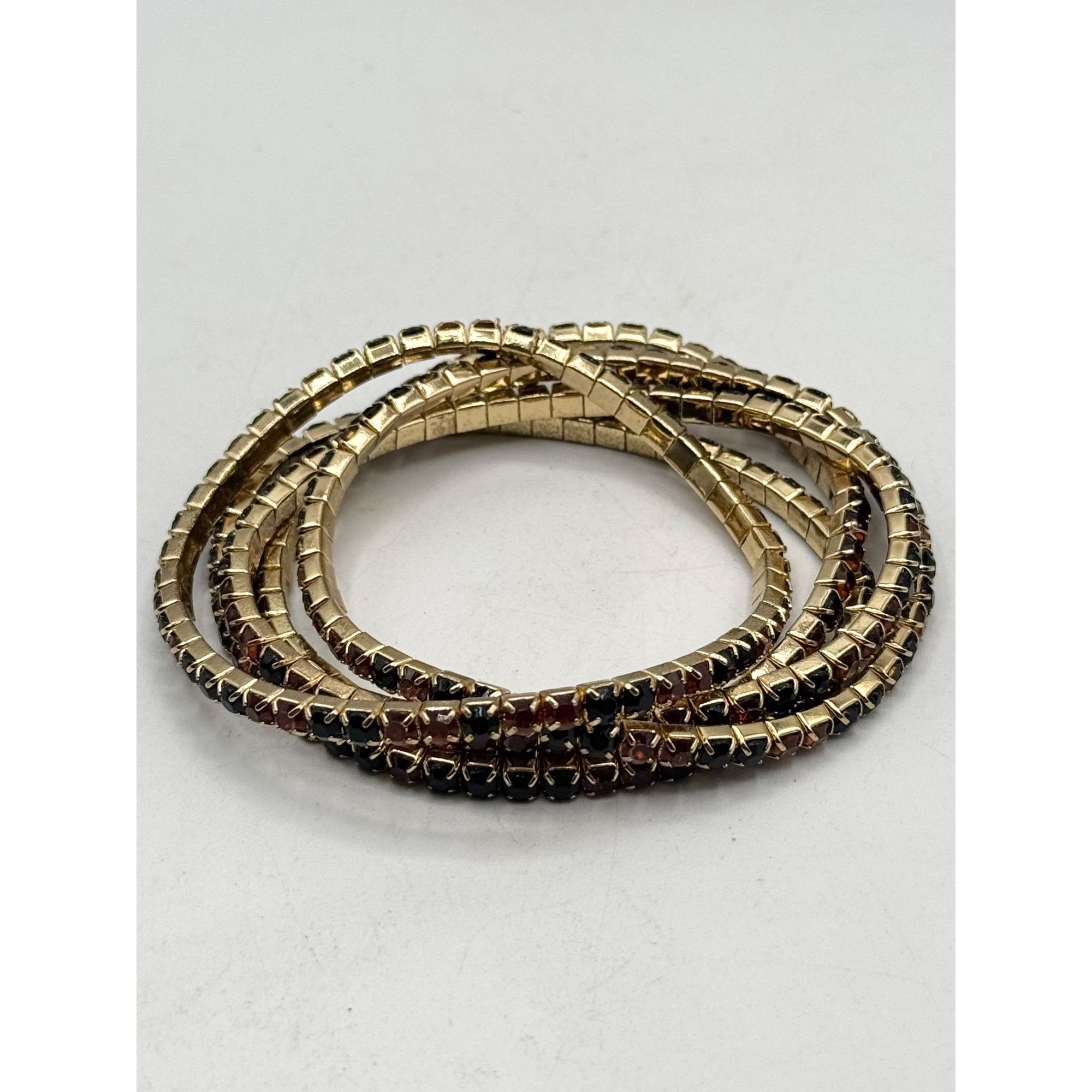 Vintage Vintage brown & black rhinestone stretch five strand bracele Size ONE SIZE - 2 Thumbnail