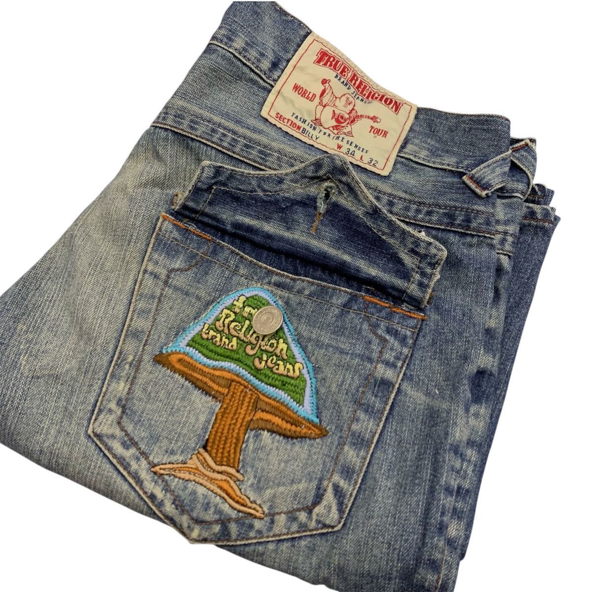 True Religion True Religion Section Billy Mushroom Patch Denim Distressed Size US 35 - 1 Thumbnail