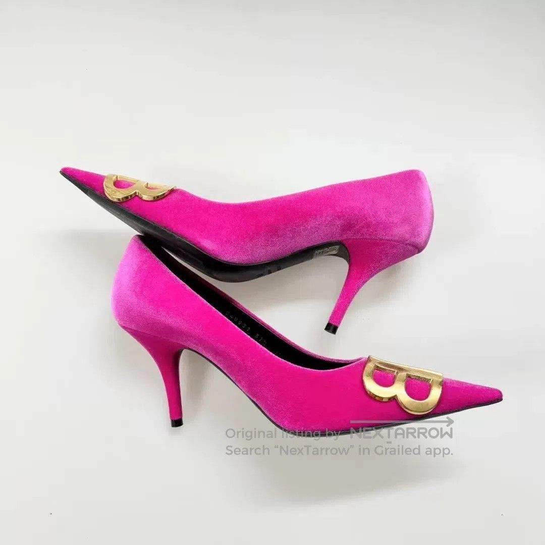 Balenciaga Balenciaga Pink Velvet High Heels. Size US 6.5 / IT 36.5 - 3 Thumbnail