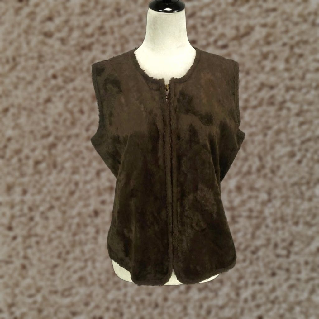 Vintage VINTAGE Telluride Vest Soft Jacket Brown Faux Fur Full Zip Lined Size 12 Womens Size XL / US 12-14 / IT 48-50 - 1 Thumbnail