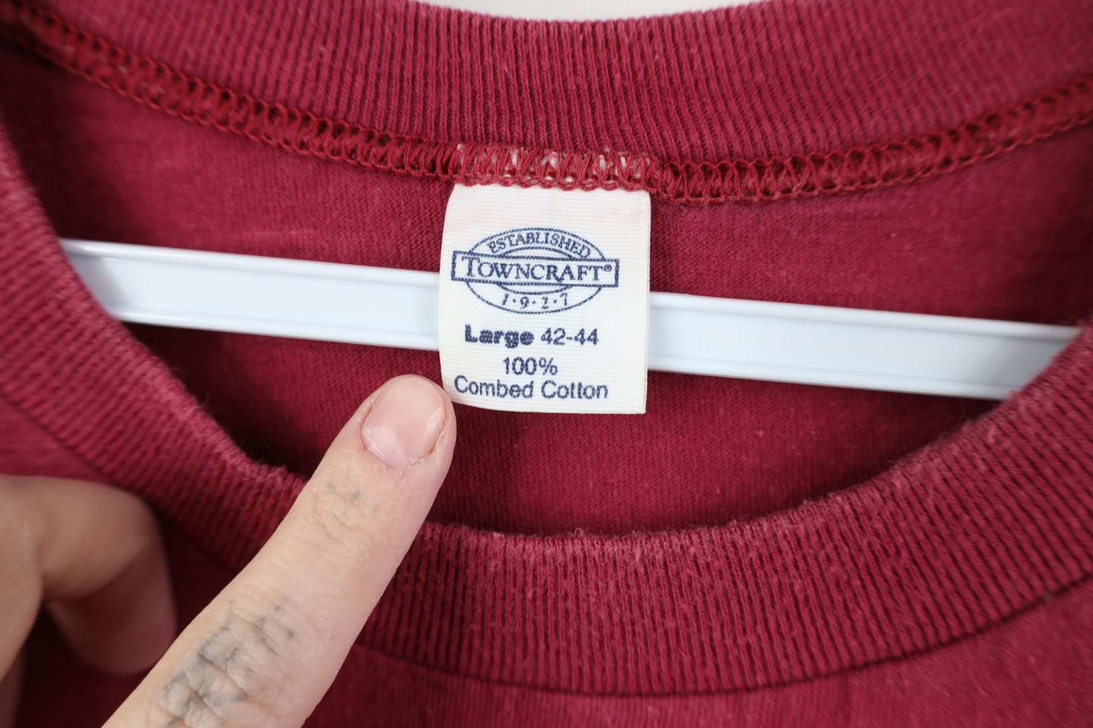 Vintage Vintage 90s Streetwear Blank Combed Cotton T-Shirt Red USA Size US L / EU 52-54 / 3 - 5 Thumbnail
