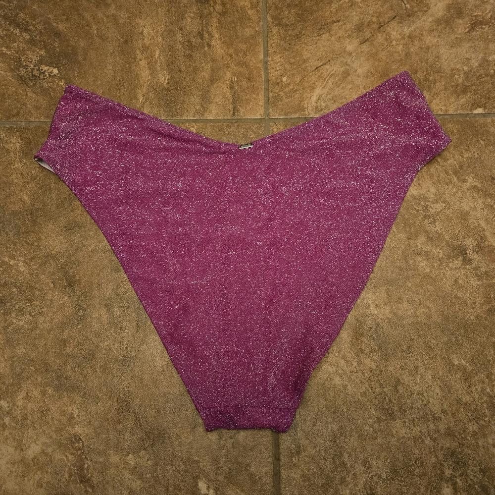 Designer Pink Sparkle High Waisted VS Bikini Bottoms Size ONE SIZE - 2 Thumbnail