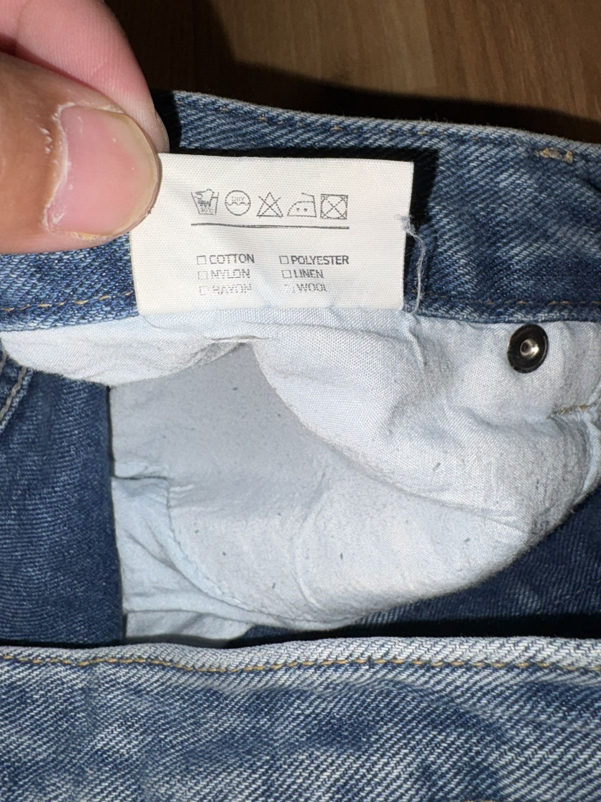 Unused Unused.Lab Wide Leg Reconstructed Denim Light Wash Jeans Size US 31 - 9 Thumbnail