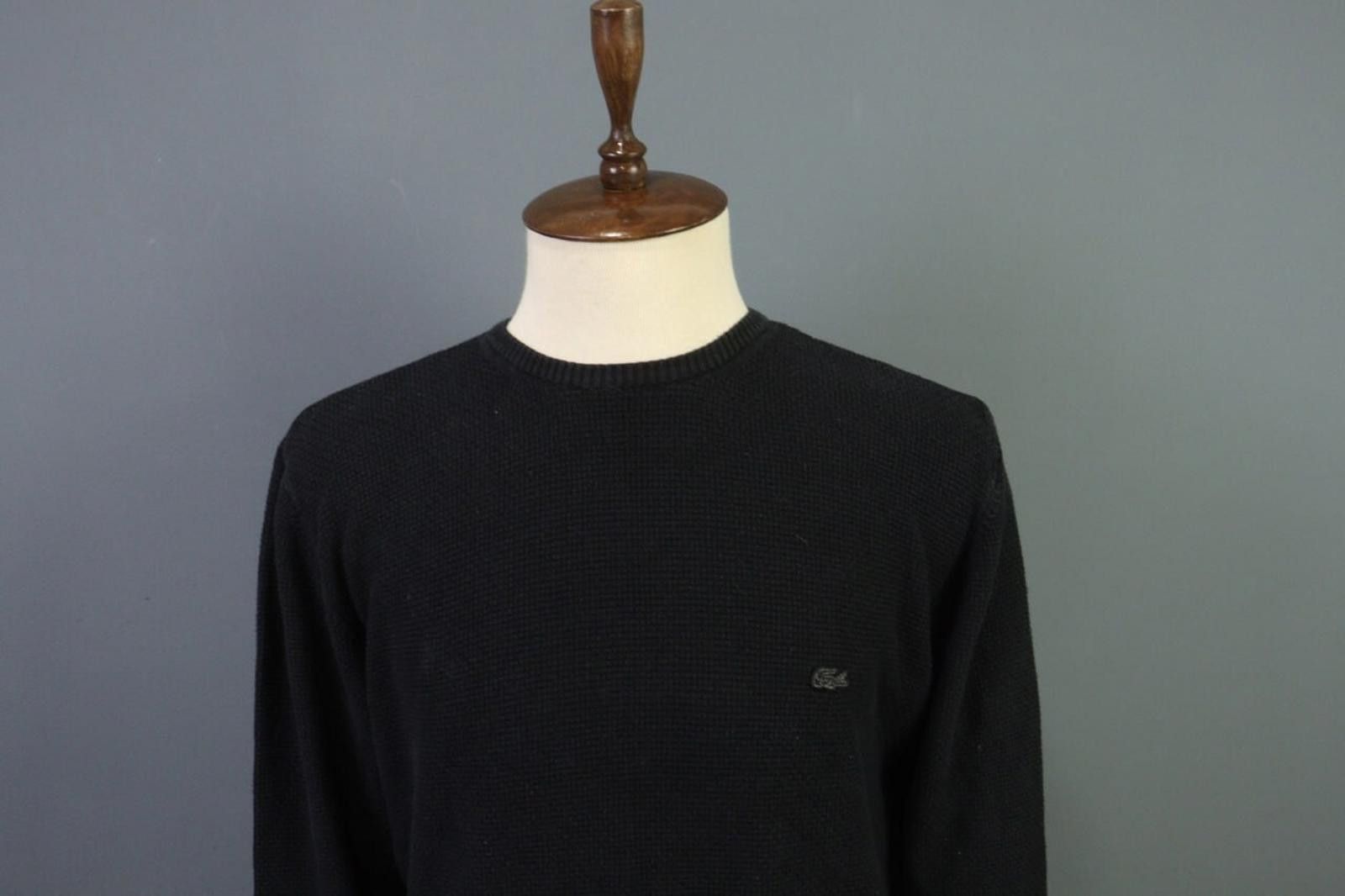 Lacoste Lacoste Black Knitted Crew Neck Relaxed Fit Pullover Sweater Size US M / EU 48-50 / 2 - 2 Thumbnail