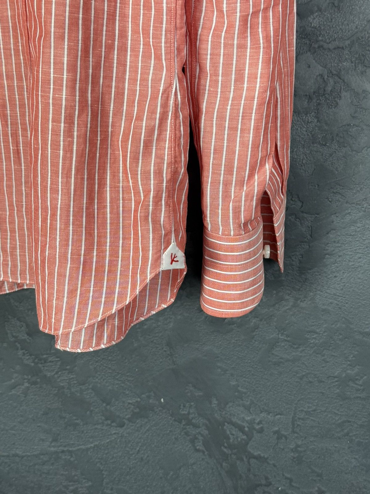 Isaia Mens Isaia Multi Striped Coton / Linen Shirt Multi Size US M / EU 48-50 / 2 - 14 Thumbnail