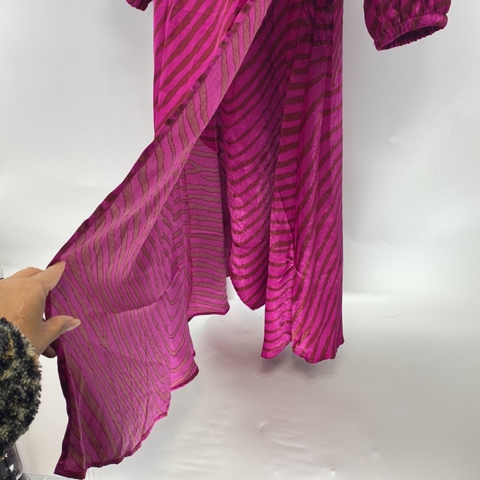 Other Melloday pink brown animal print faux wrap puff sleeve dress Size S / US 4 / IT 40 - 6 Thumbnail