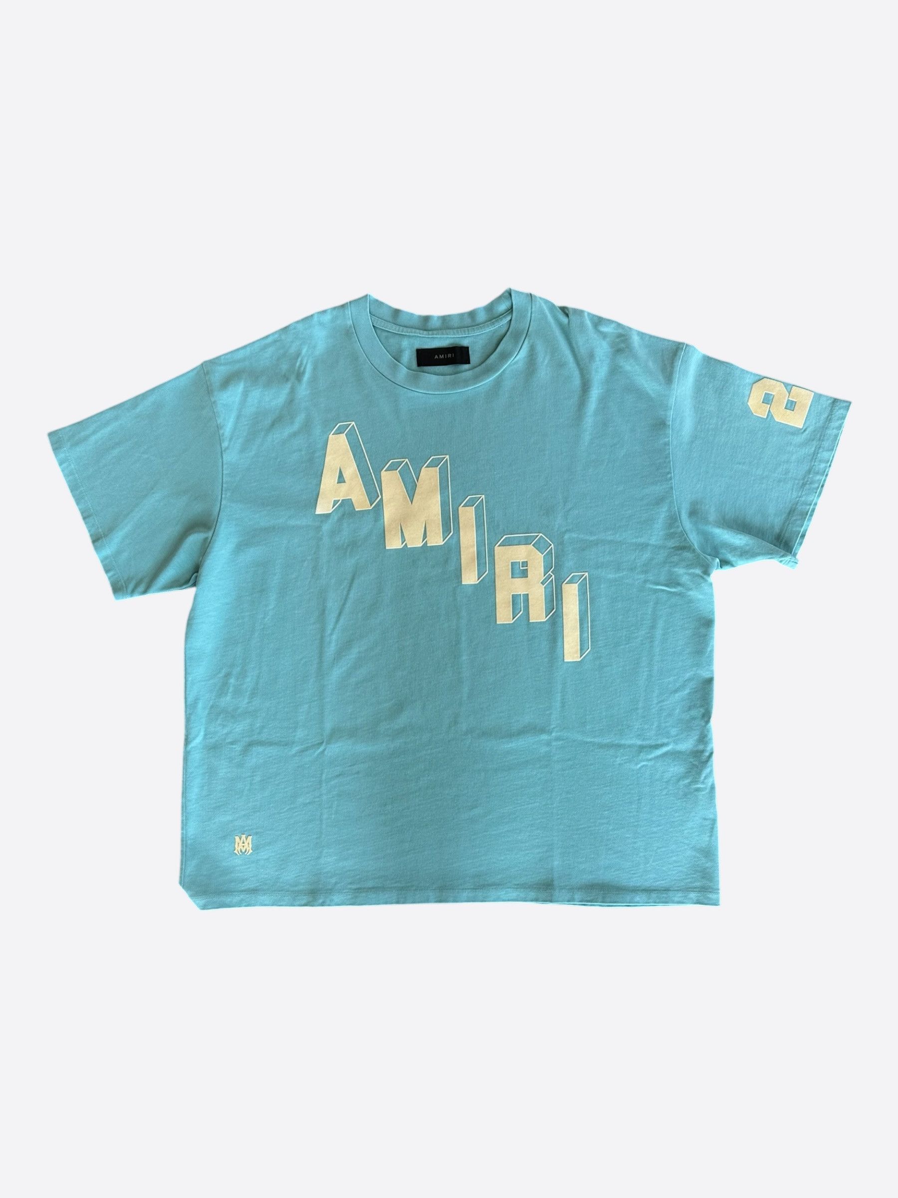 Amiri Amiri Blue & White Flocked Logo T-Shirt Size US XXL / EU 58 / 5 - 1 Thumbnail