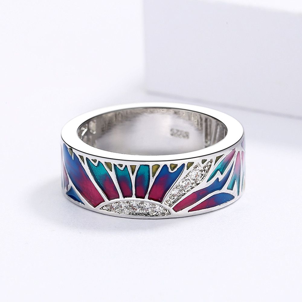 Jewelry Sun Shape Handmade Enamel Ring Size ONE SIZE - 1 Thumbnail
