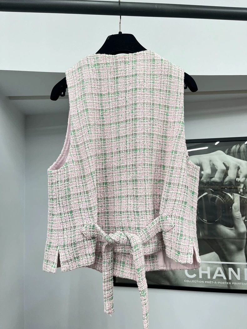 Chanel Chanel Pink and green mixed tweed woven vest Size XS / US 0-2 / IT 36-38 - 3 Thumbnail