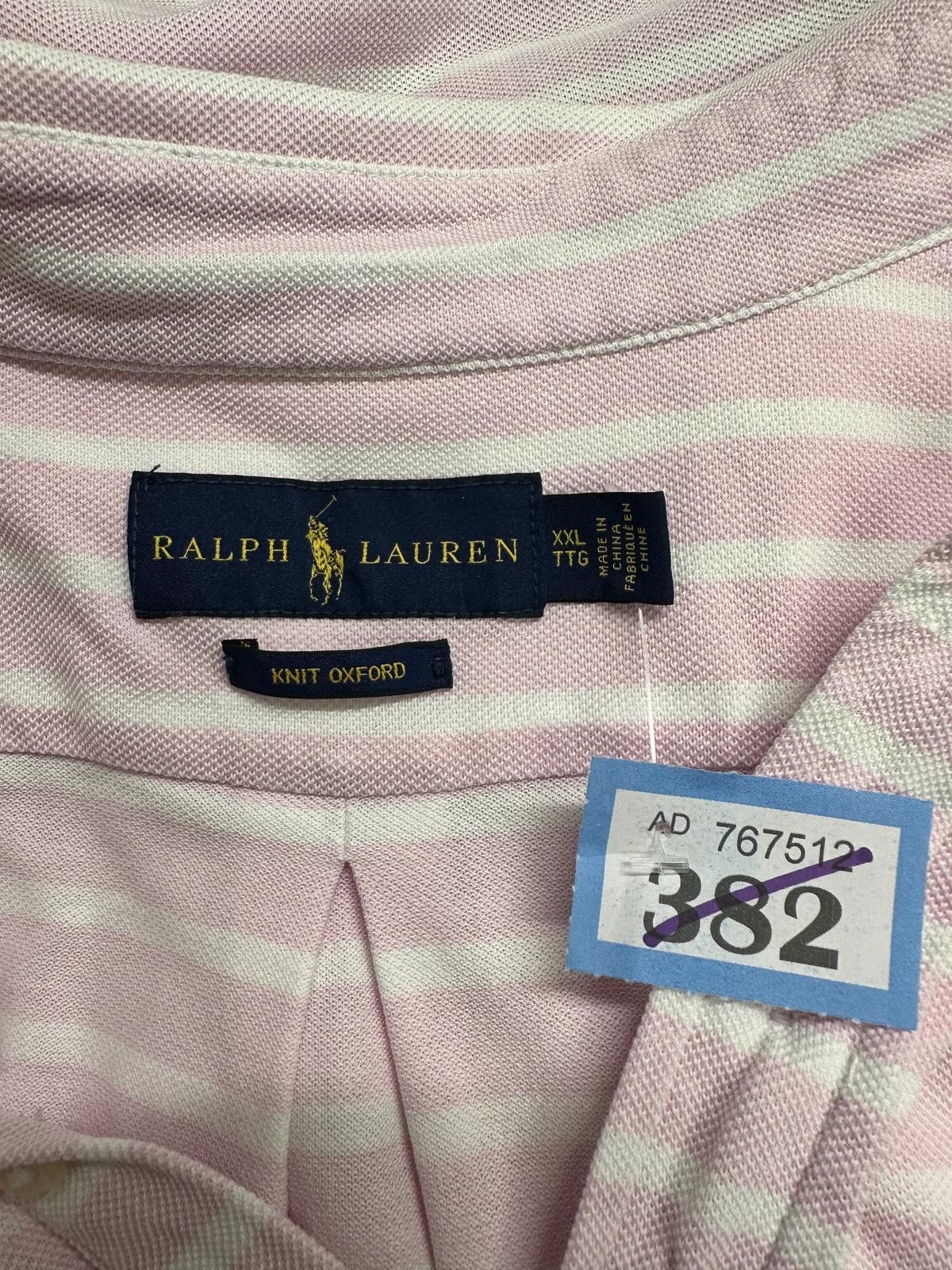 Polo Ralph Lauren Ralph Lauren Pink and White Striped Knit Oxford Polo Shirt - Size US XXL / EU 58 / 5 - 2 Thumbnail