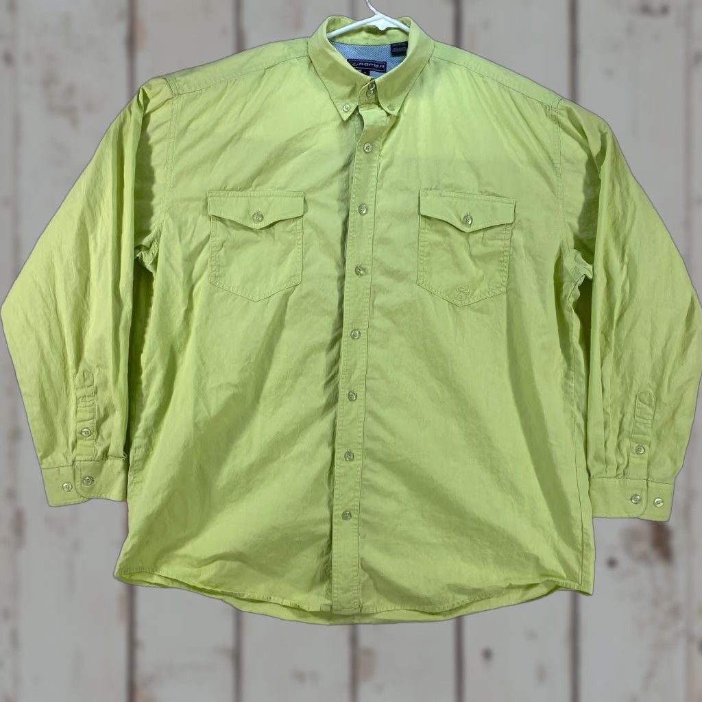 Roper VINTAGE Roper Cowboy Western Workwear Button Up Lime Green Shirt Long Sleeve Mens XL Size US XL / EU 56 / 4 - 1 Thumbnail