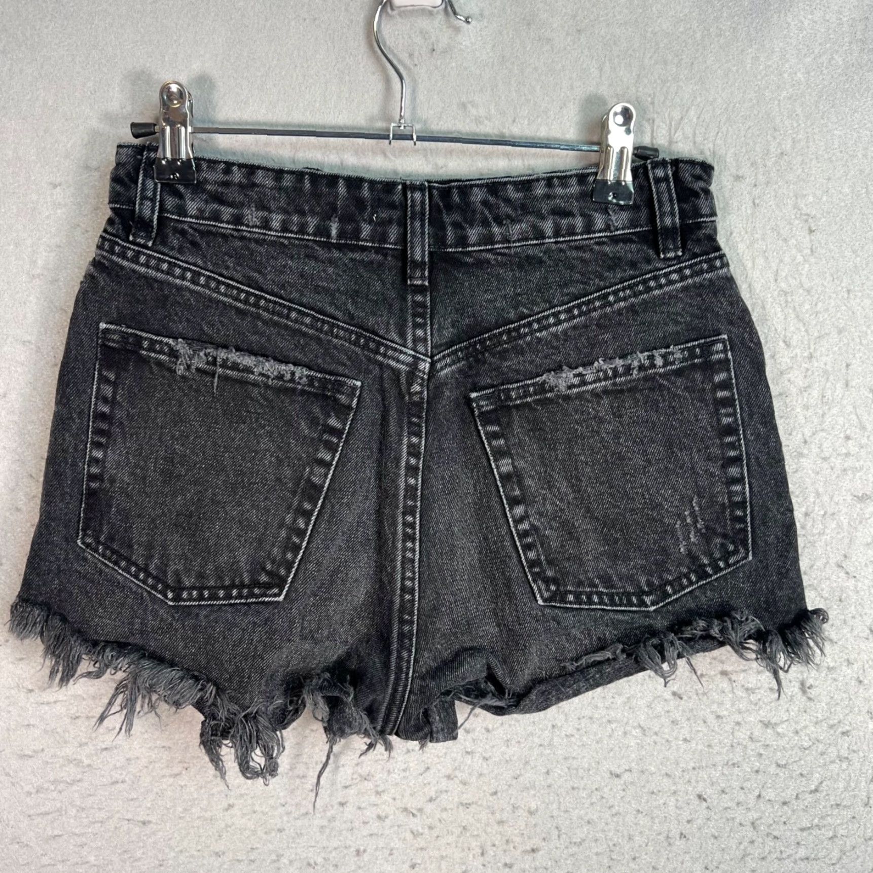 Zara VINTAGE Zara Womens Distressed Black Denim High-Waisted Shorts Size 4 - 2 in Inseam, Cotton, Flat Front, Cut-Off, Women, Black, Denim, High Rise Size 27" / US 4 / IT 40 - 2 Thumbnail