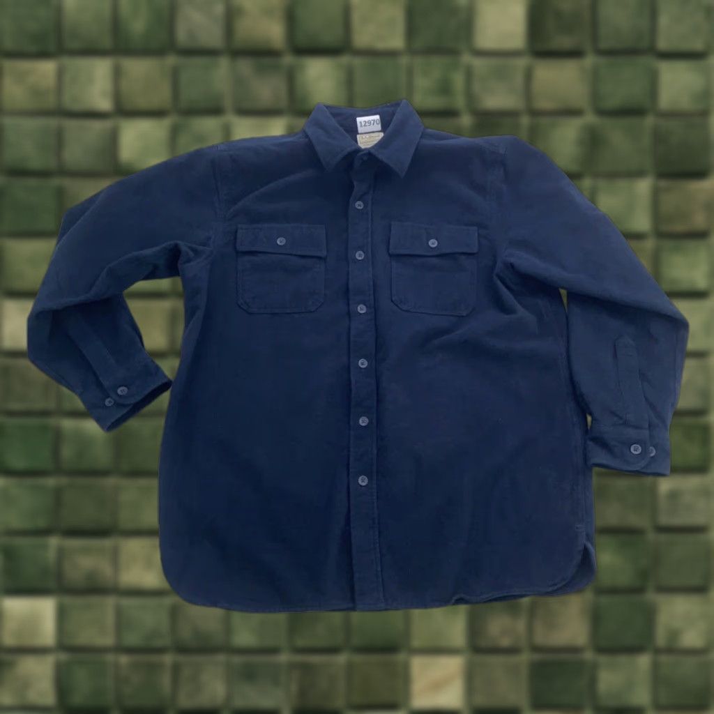 Vintage VINTAGE LL Bean Navy Thick Cotton Pocket Front Flannel Mens Large Shirt Size US L / EU 52-54 / 3 - 1 Thumbnail