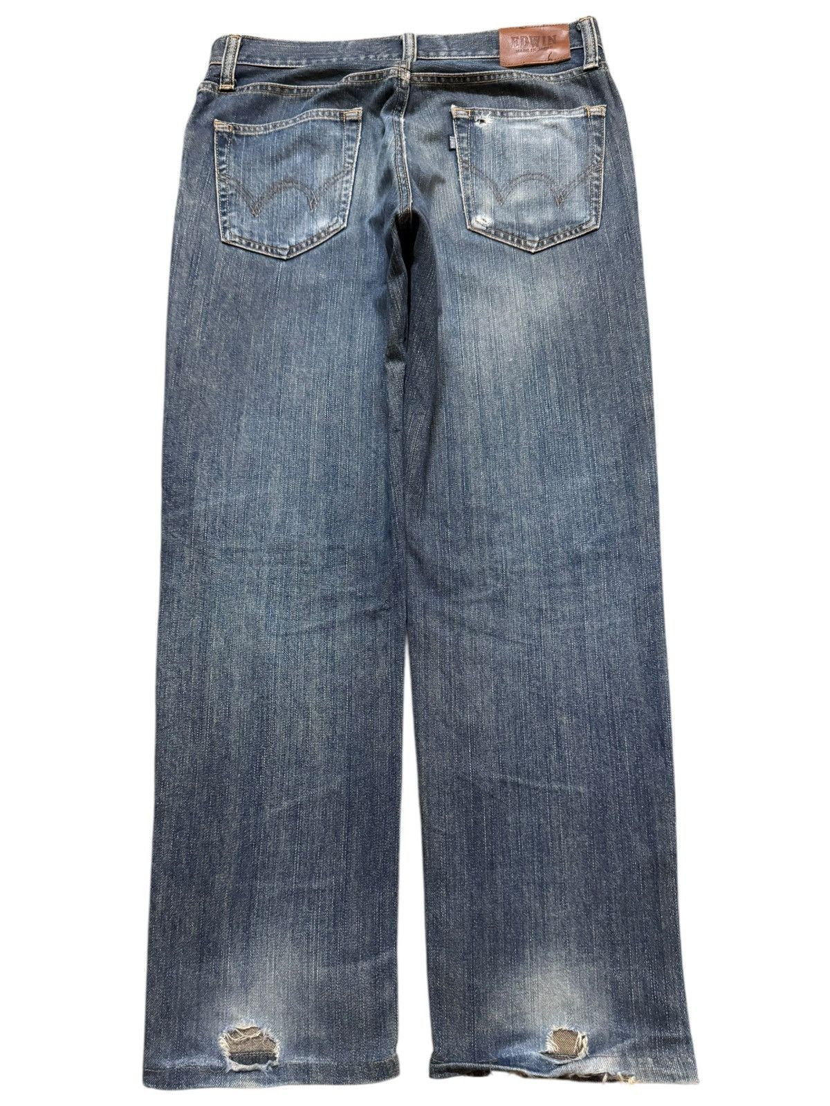 Edwin Vintage 90s Japan Edwin Blue Faded Wash Distressed Jeans Size US 32 / EU 48 - 2 Thumbnail