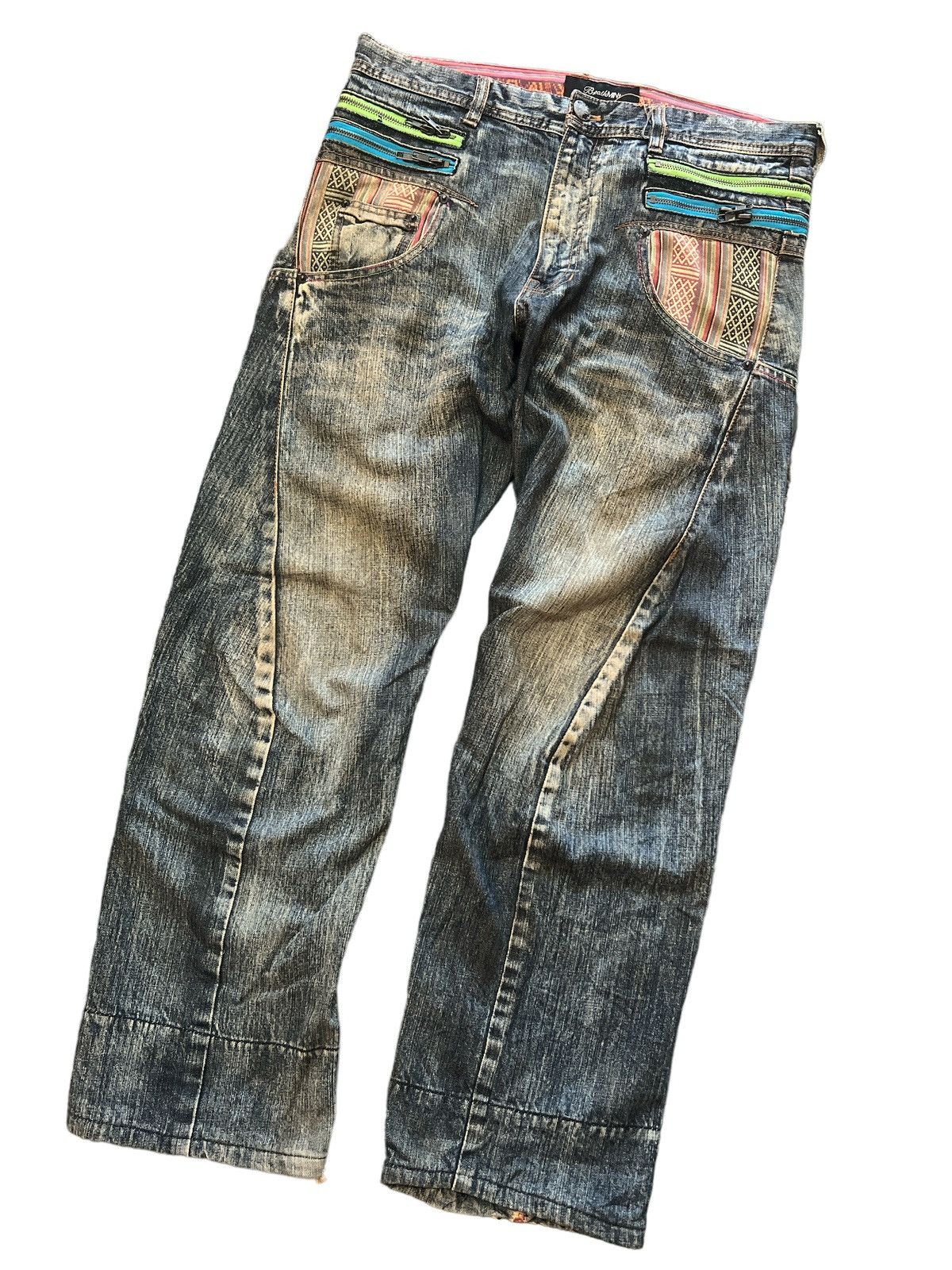 Japanese Brand SICK💥BREATHMINT NAVAJO DISTRESSED DENIM PANT Size US 32 / EU 48 - 5 Thumbnail
