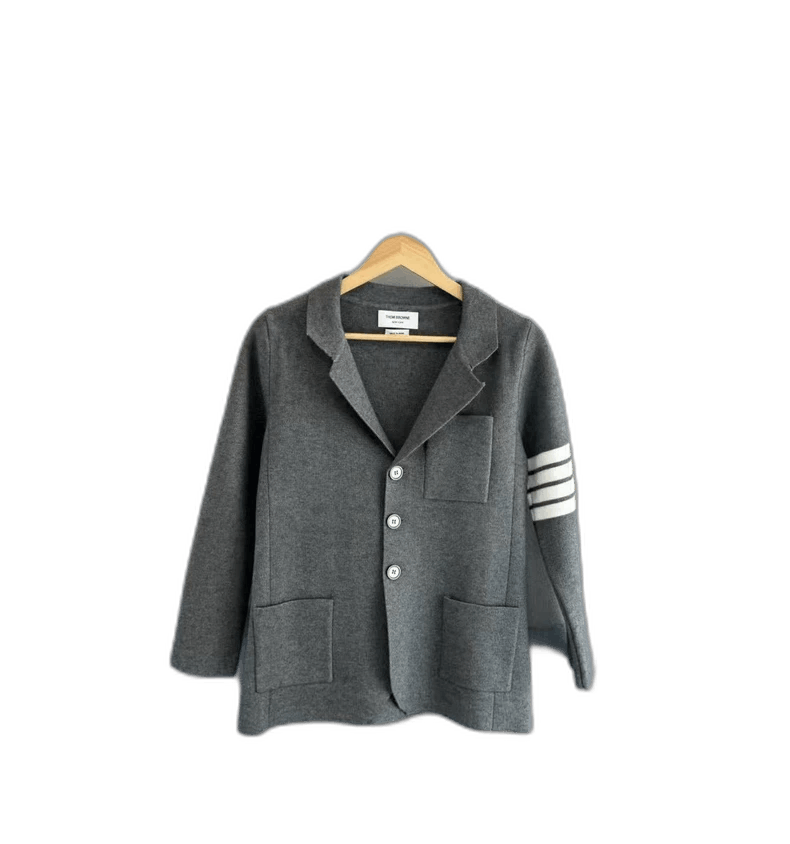 Thom Browne Thom Browne Gray Knitted Wool Blazer Size US XS / EU 42 / 0 - 1 Thumbnail