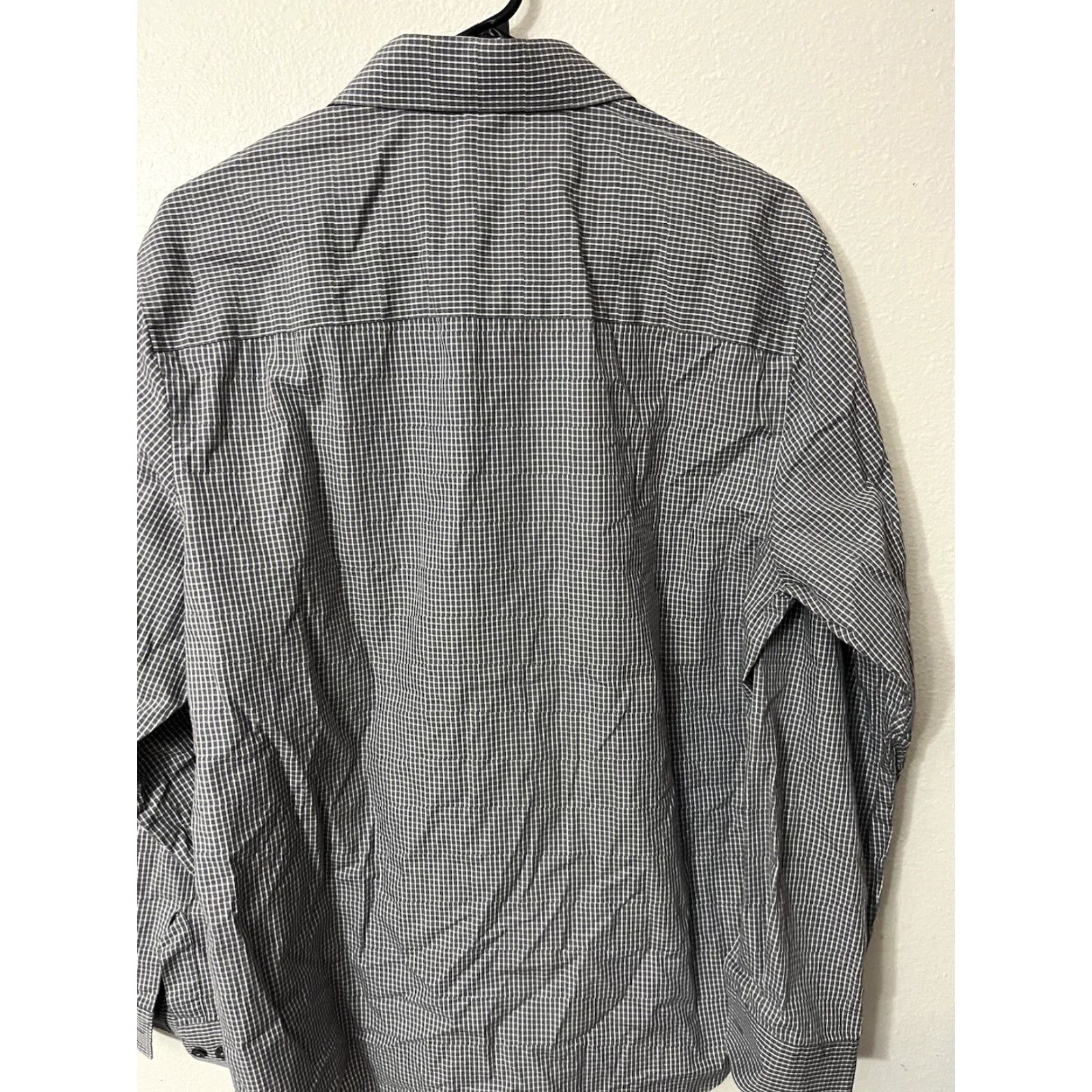 Kenneth Cole KENNETH COLE Shirt Mens Large 16.5 L Gray Plaid Non Iron Slim Fit Button-Up Long Sleeve Casual Shirt Men Size US L / EU 52-54 / 3 - 2 Thumbnail