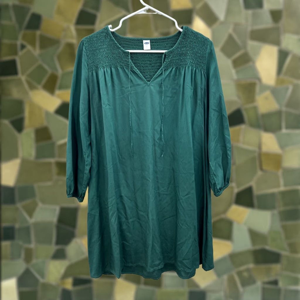 Old Navy Womens Old Navy Dress Long Sleeve V-Neck Green Small Shirt/Midi? Size S / US 4 / IT 40 - 1 Thumbnail