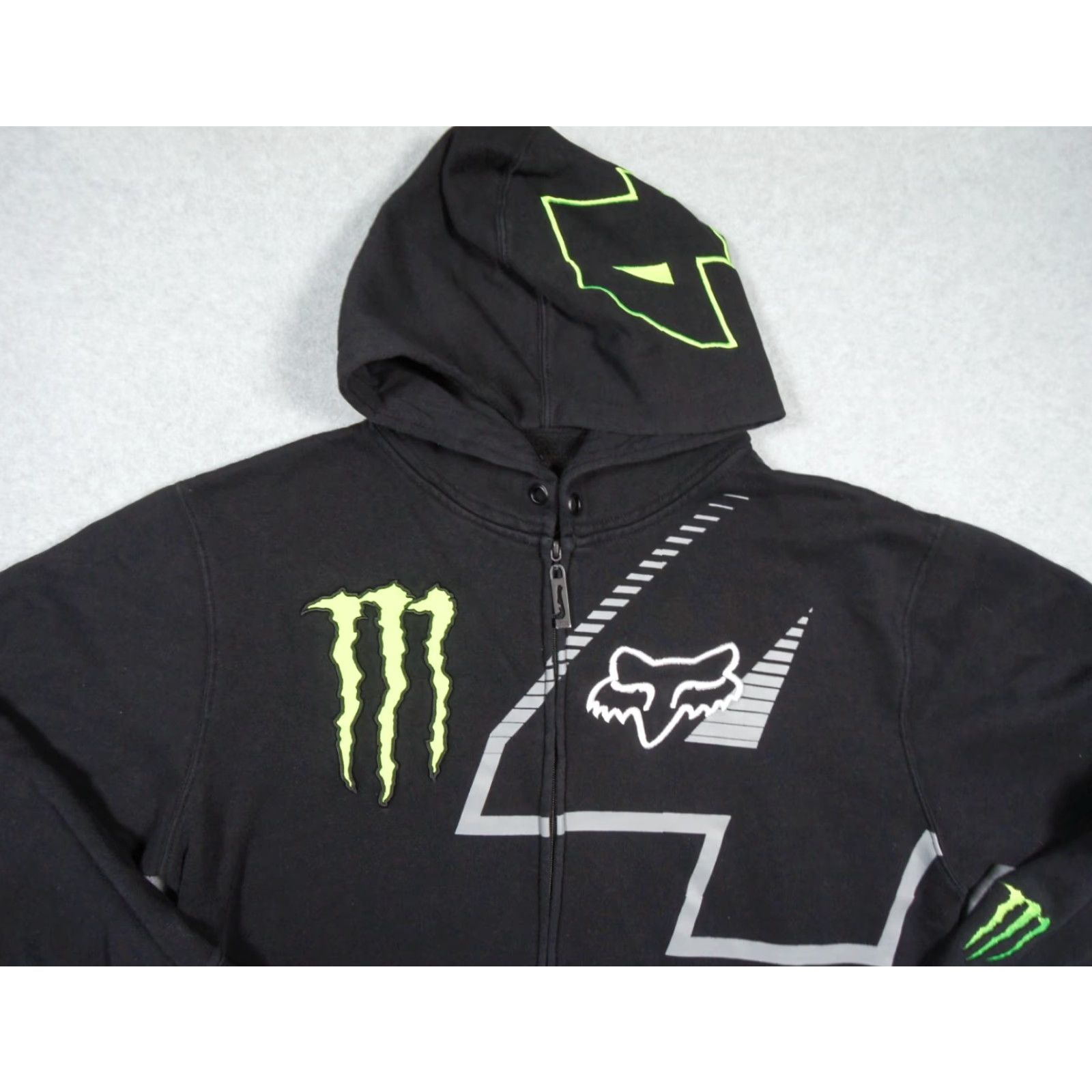 Vintage Fox Sweatshirt Mens Large Black Hoodie Zip Up Monster Motocross Ricky Carmichael Size US L / EU 52-54 / 3 - 2 Thumbnail