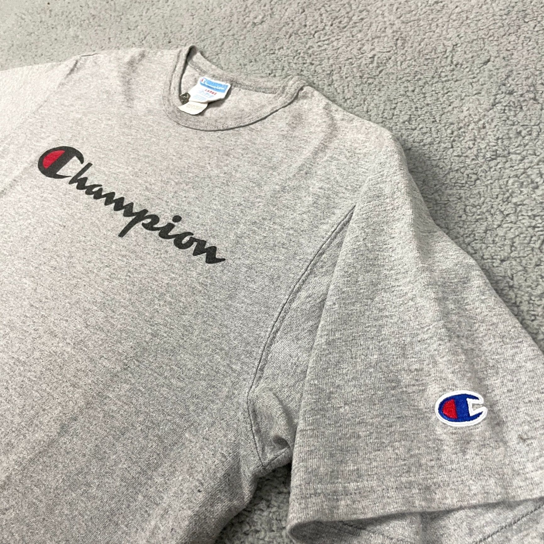 Champion Champion Tshirt Adult Large Gray Men's Logo Sport Athletic Short Sleeve L Shirt Size US L / EU 52-54 / 3 - 3 Thumbnail