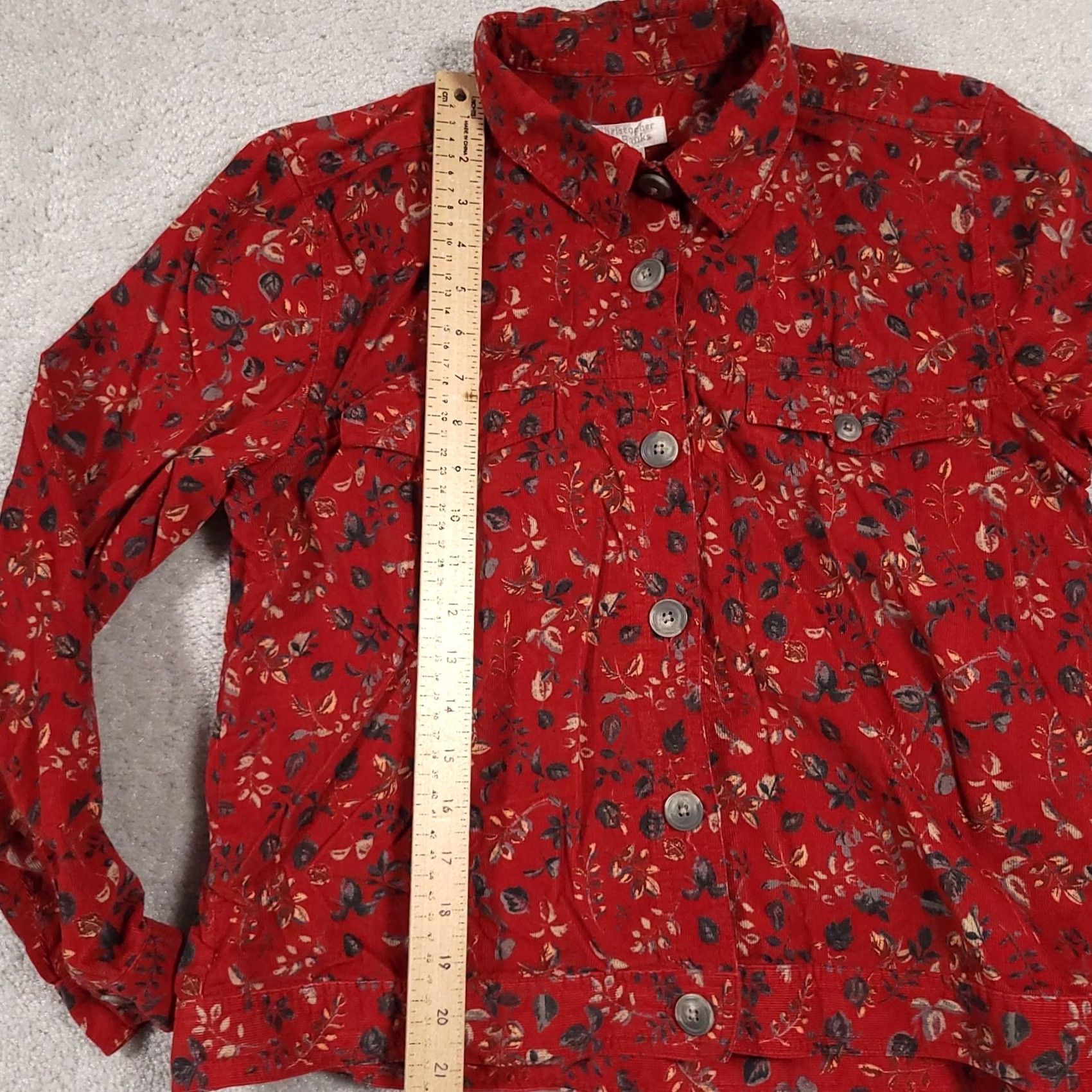 Vintage Christopher & Banks Corduroy Jacket Women’s Small Red Floral Crop Jacket Size S / US 4 / IT 40 - 7 Thumbnail