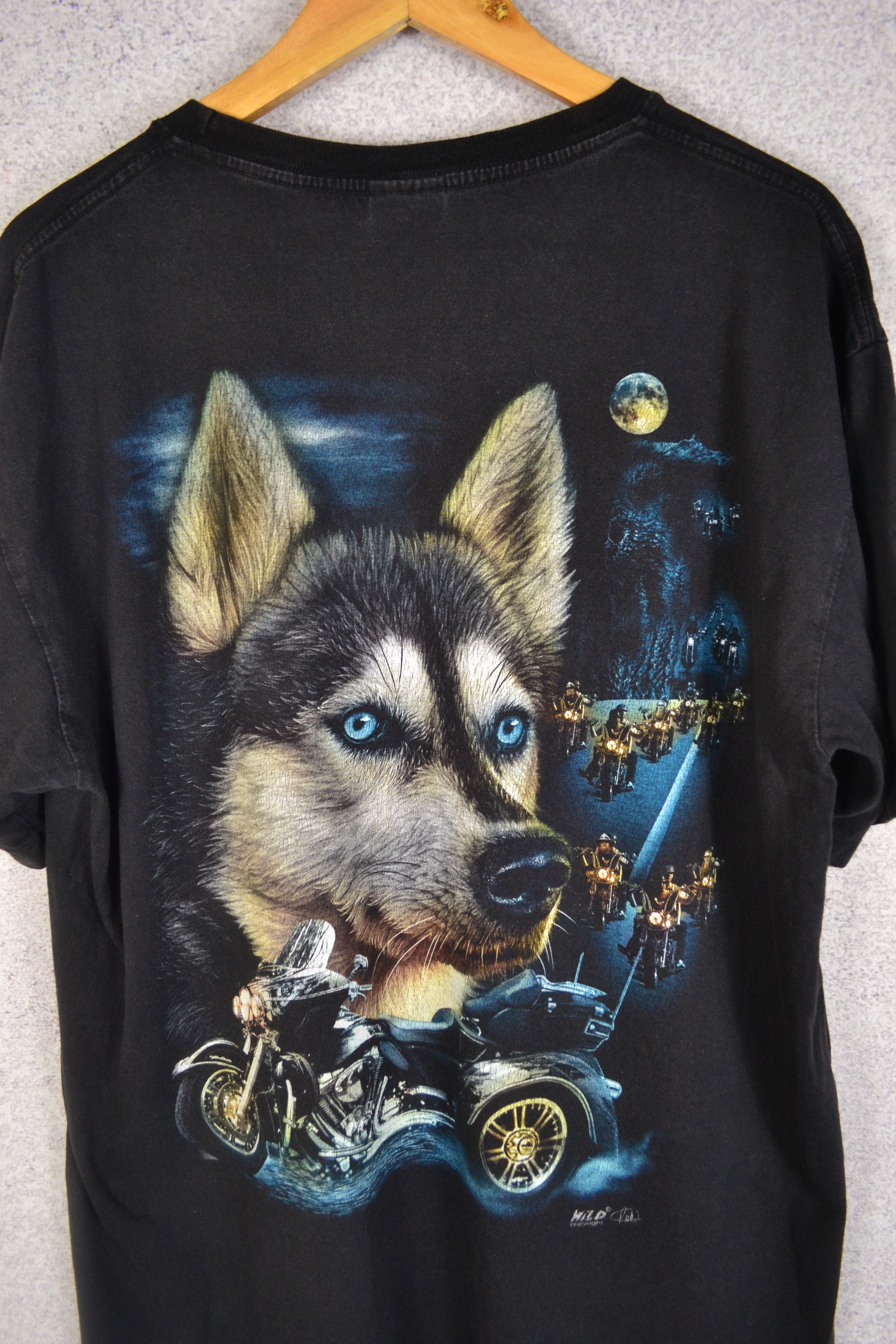 Harley Davidson Wild Wolf Bikes Vintage T-shirt Short Sleeve Size US XL / EU 56 / 4 - 10 Thumbnail