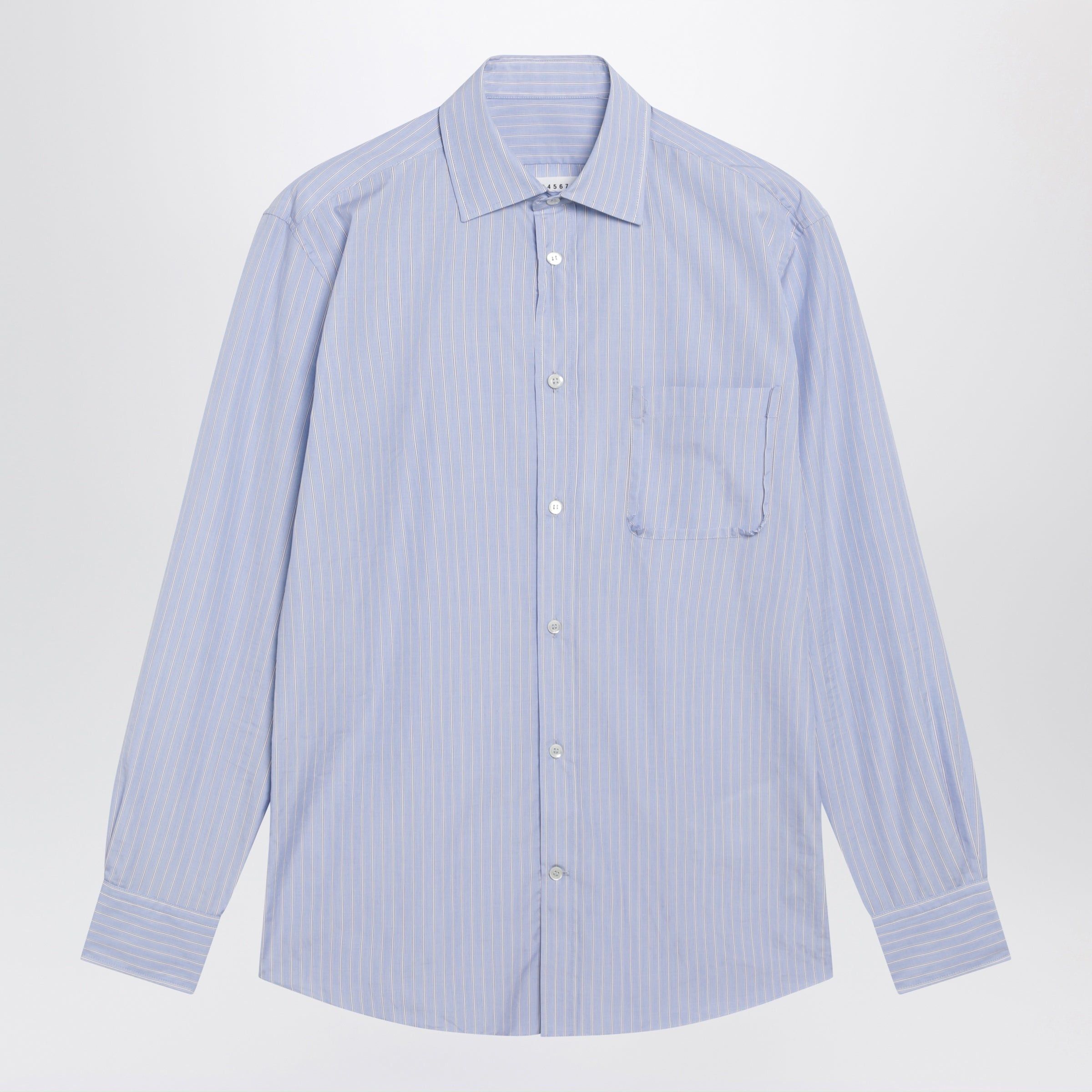 Maison Margiela Maison Margiela Striped Shirt In Light Blue Cotton Size US L / EU 52-54 / 3 - 1 Thumbnail
