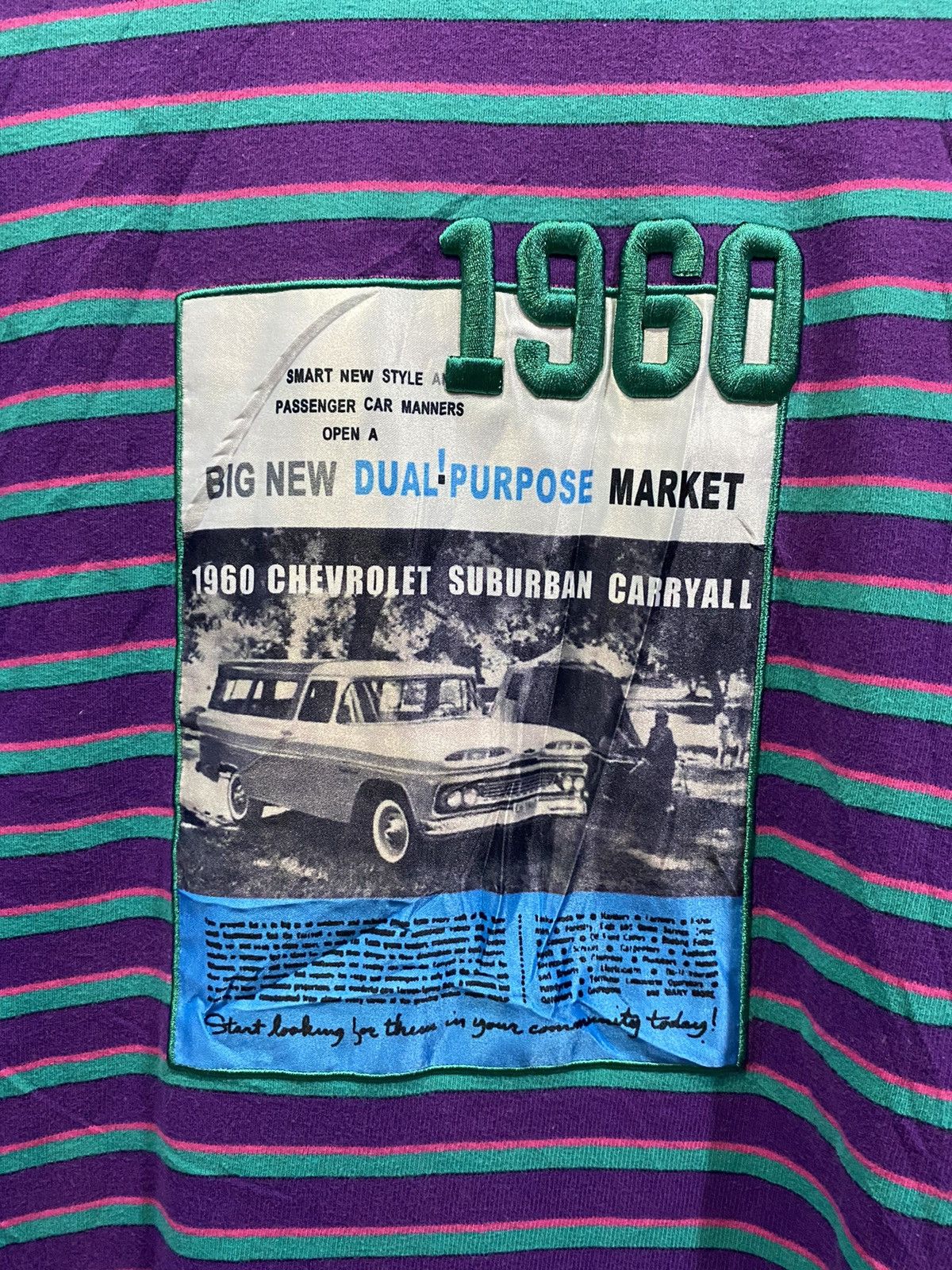 Vintage Japanese Brand Archive 1960 Chevy Suburban Stripes Tshirt Size US M / EU 48-50 / 2 - 3 Thumbnail