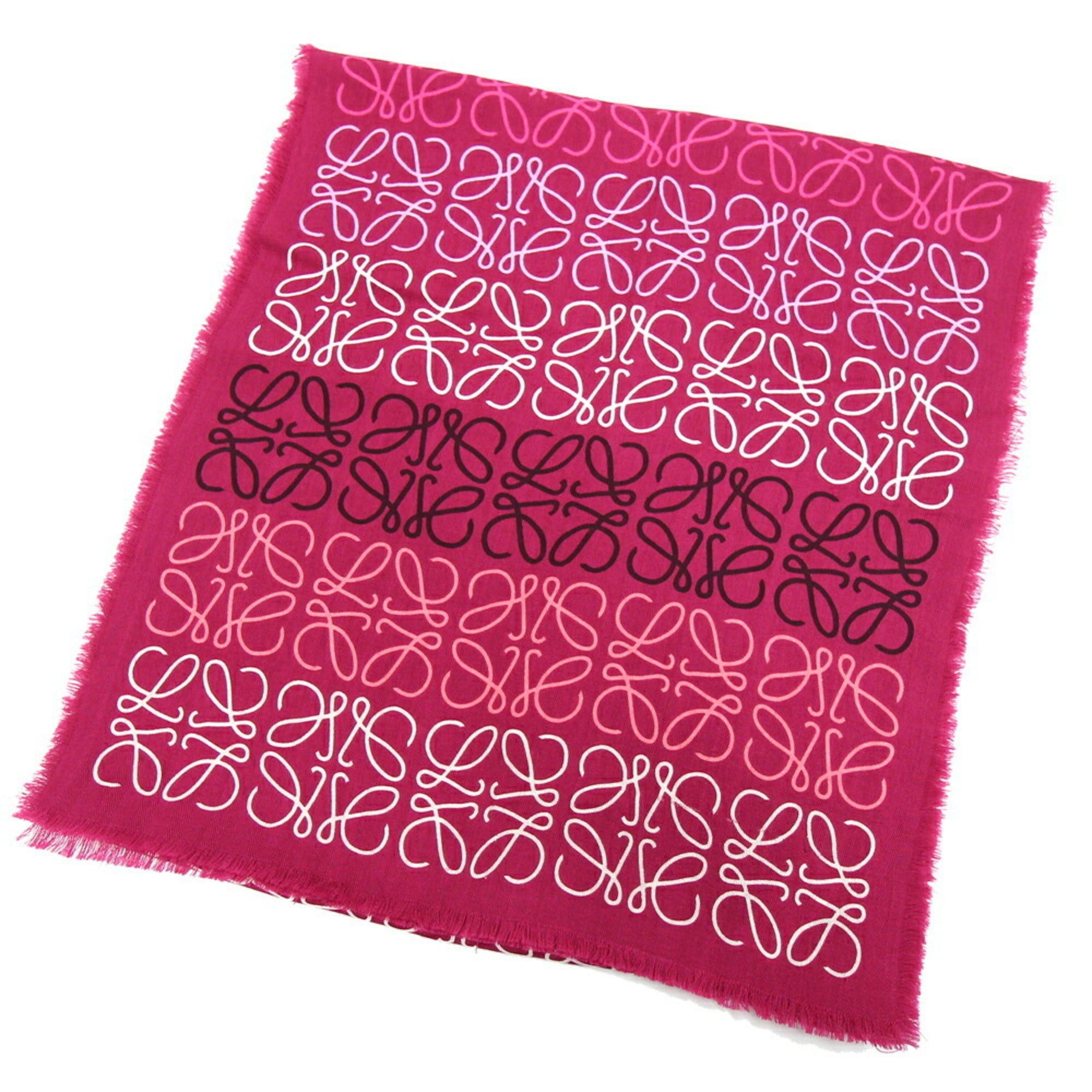 image of Loewe Stole Anagram Pink Wool Silk Cashmere Shawl Scarf Muffler Women's
