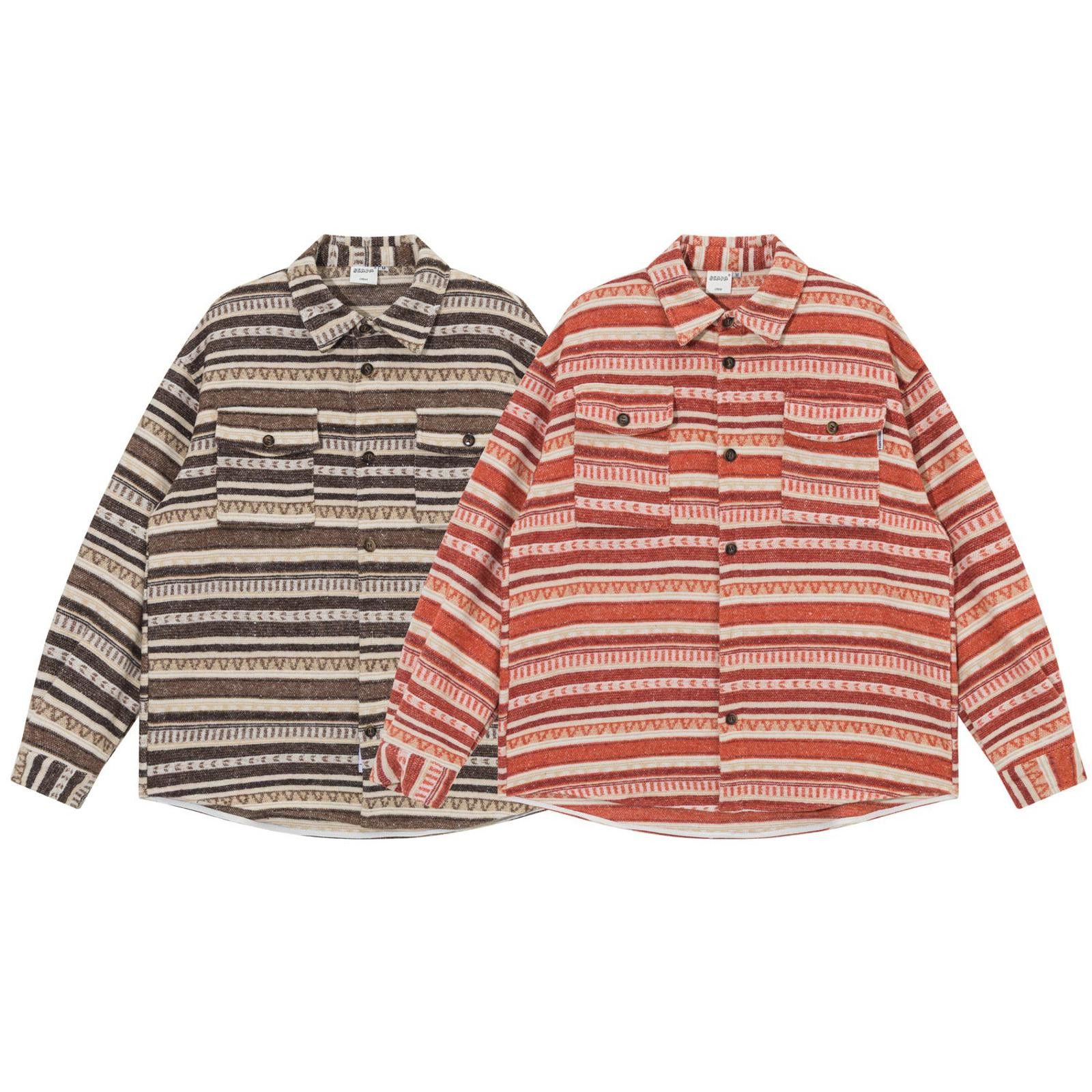 Other Red Stripe Thick Folk Overshirt | Vintage Wool-Look Size US M / EU 48-50 / 2 - 4 Thumbnail