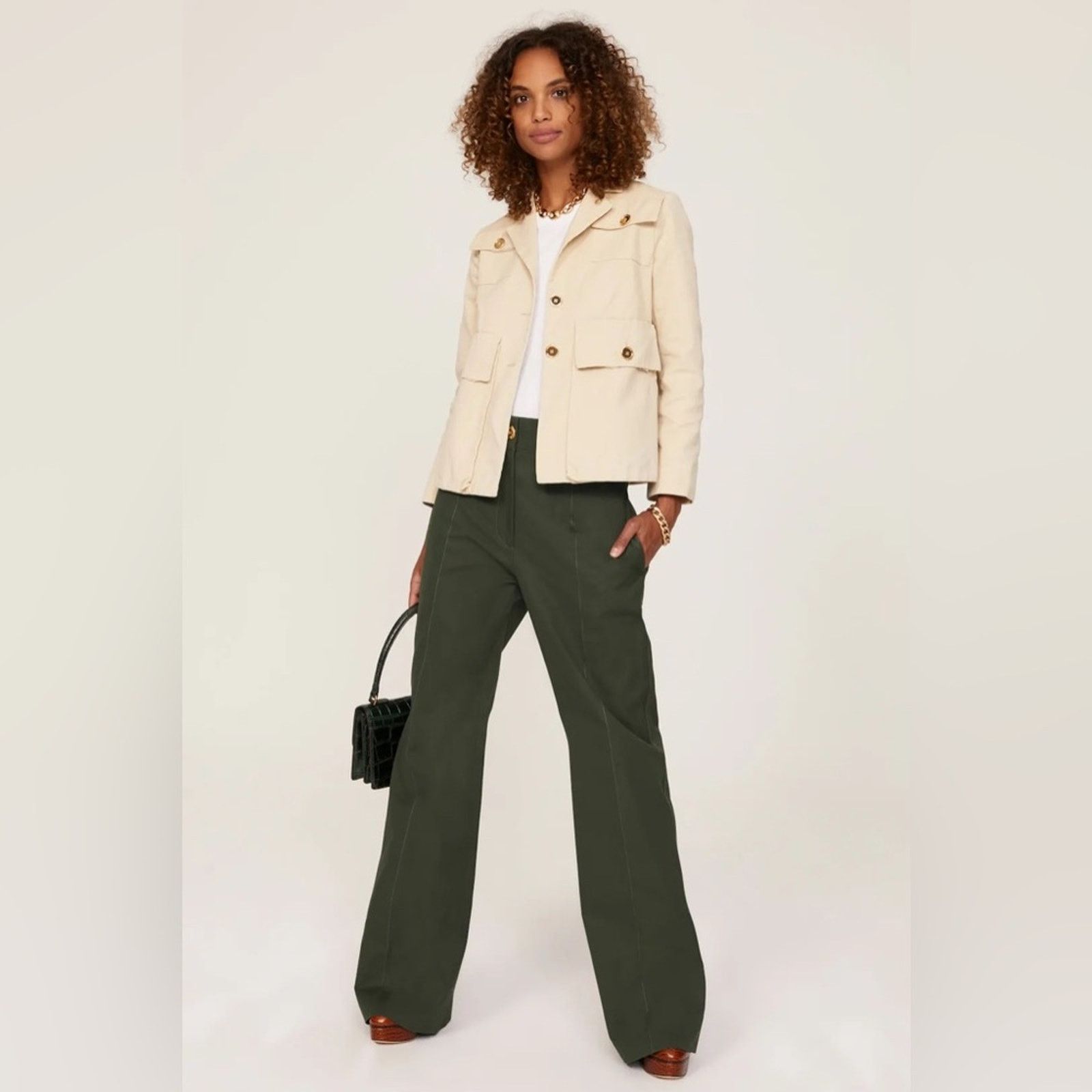 Patou Patou Pants Green Size 2 (French 34) Army Green Olive Flare Size 26" / US 2 / IT 38 - 1 Thumbnail