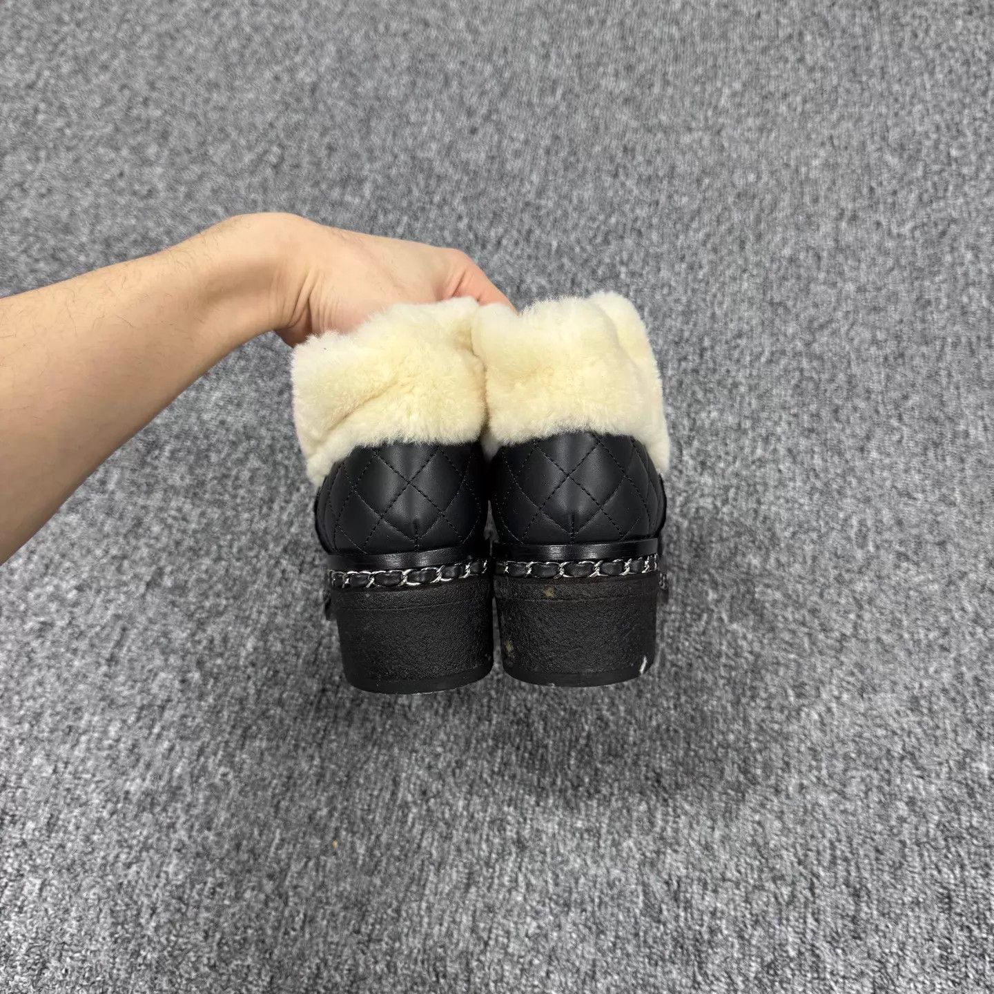 Chanel Chanel Black Teddy Fur Leather Chain Snow Boots 37 Size US 6.5 / IT 36.5 - 5 Thumbnail
