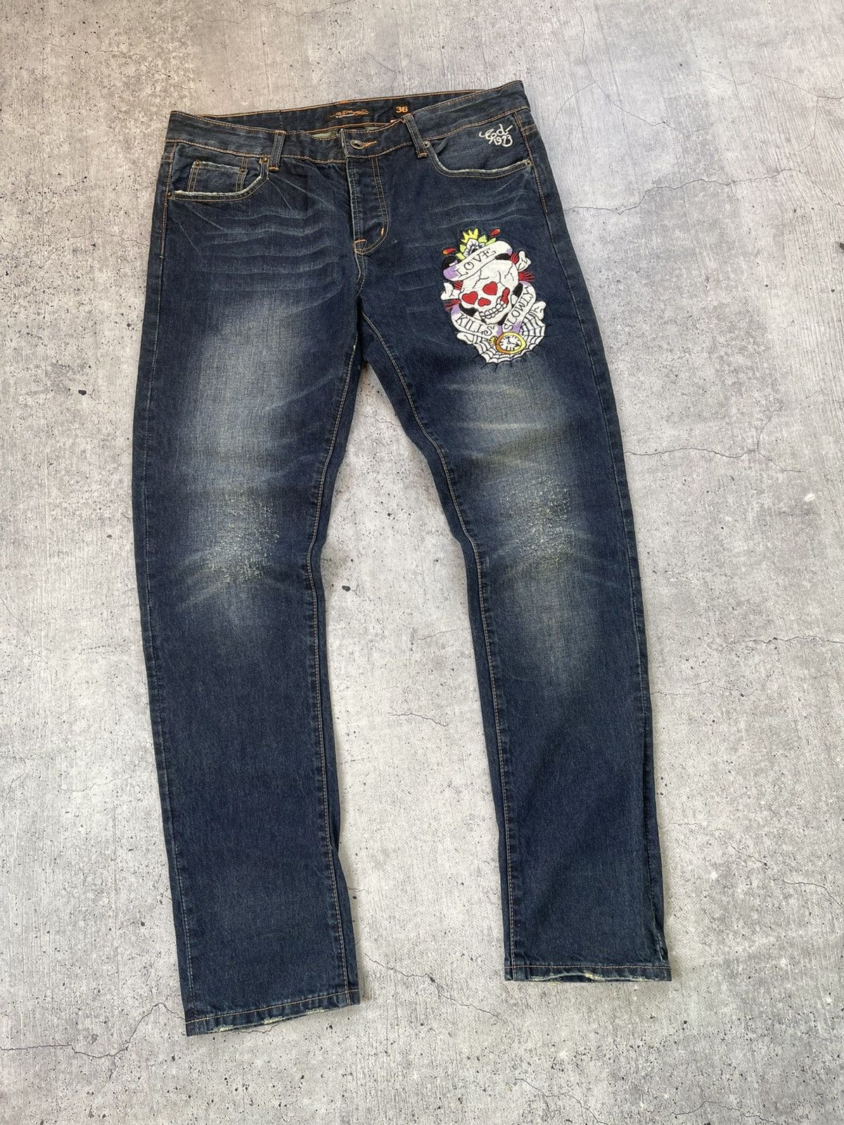 Ed Hardy × Japanese Brand × Vintage Vintage Ed Hardy Jeans Big logo Y2K Size US 36 / EU 52 - 6 Thumbnail
