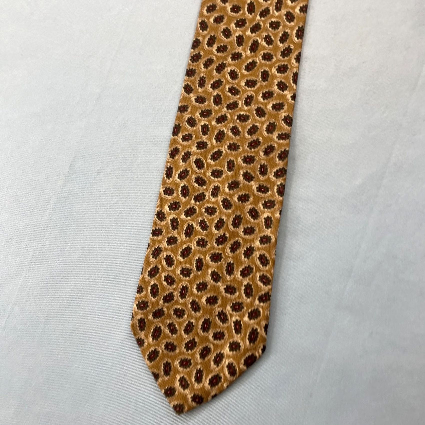 Robert Talbott VINTAGE Robert Tallbott Italy Silk Tie vtg 90s USA Gears Micro Neat Dots Yellow 4x58 Capsule Wide Necktie Size ONE SIZE - 4 Thumbnail