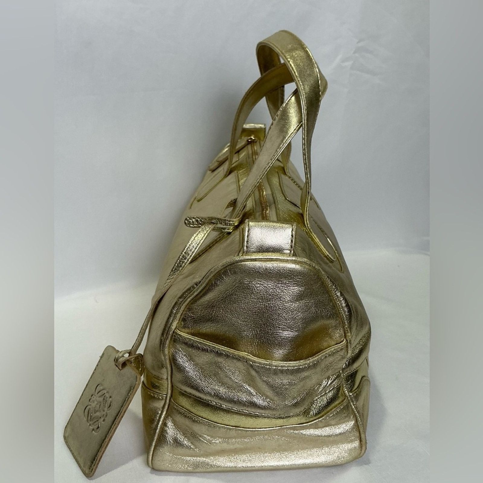 Loewe Loewe Leather Gold Amazona Satchel Bag with Glossy Finish Size ONE SIZE - 6 Thumbnail